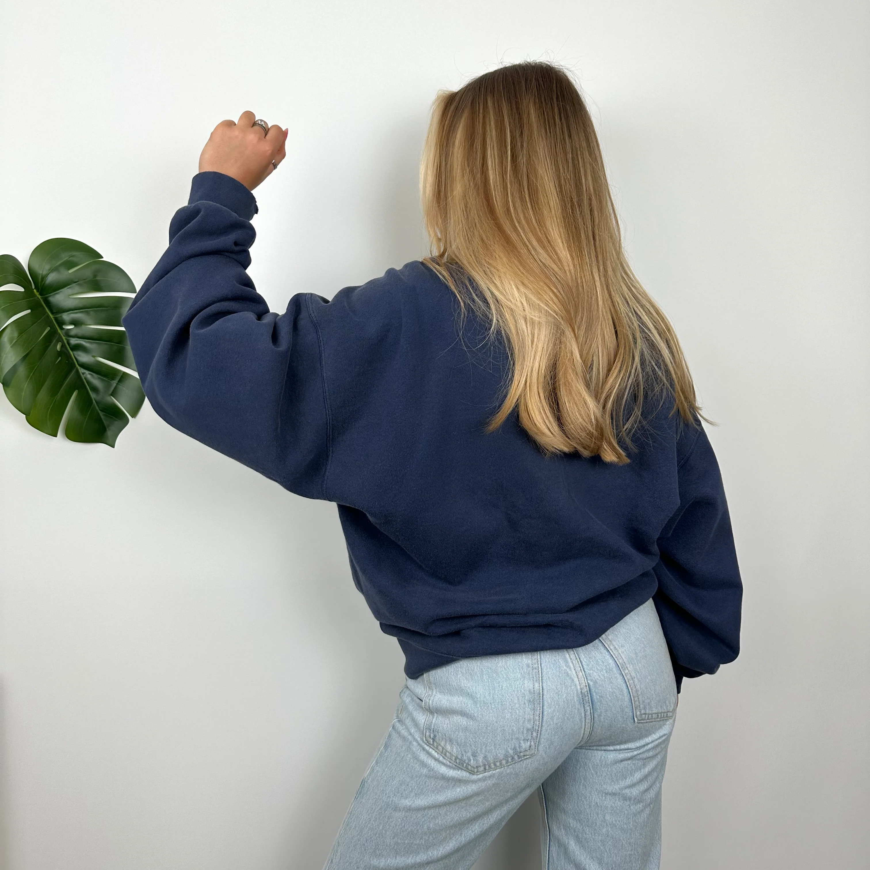 Nike Navy Embroidered Spell Out Sweatshirt (L) - Image 5