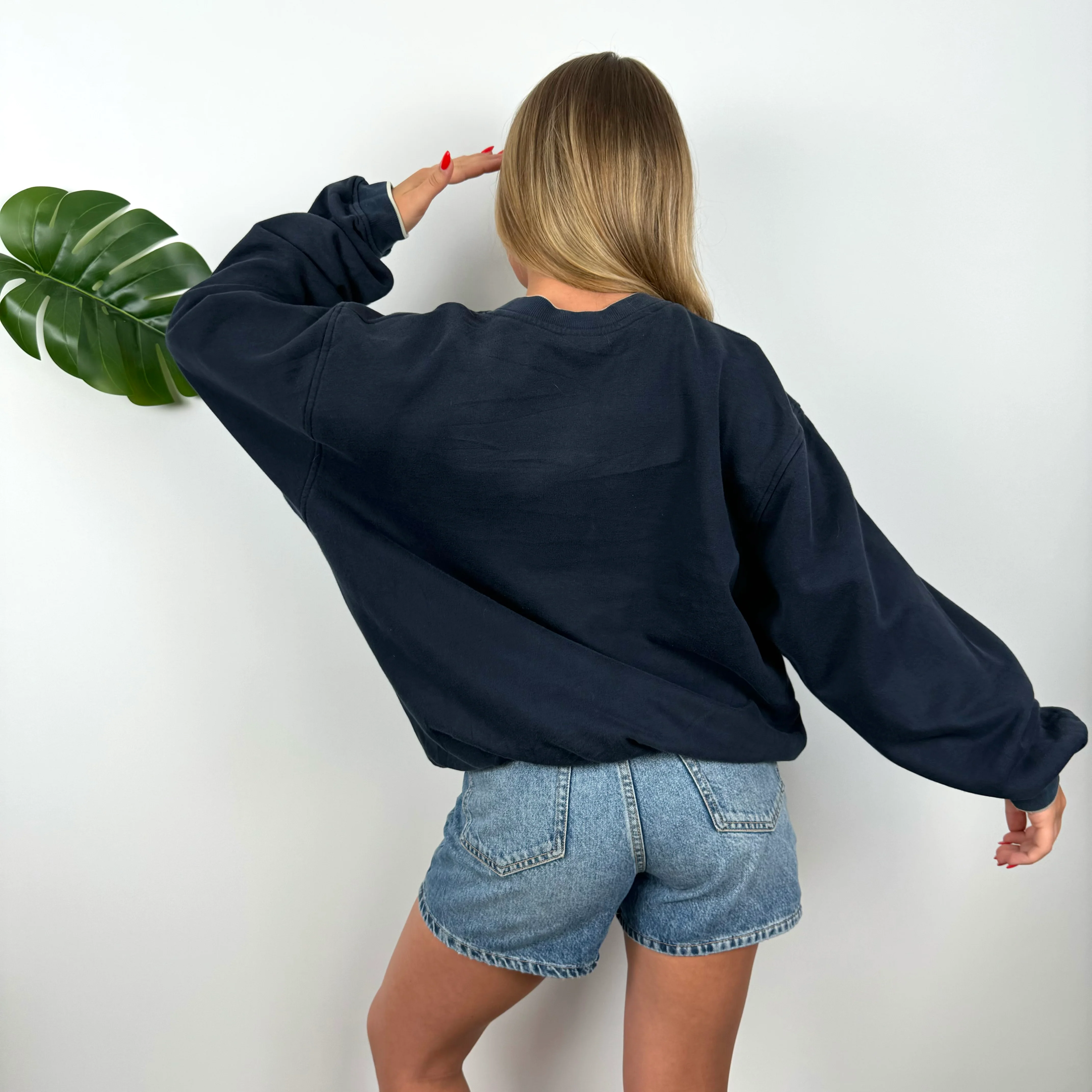 Nike Navy Embroidered Spell Out Sweatshirt (M) - Image 5