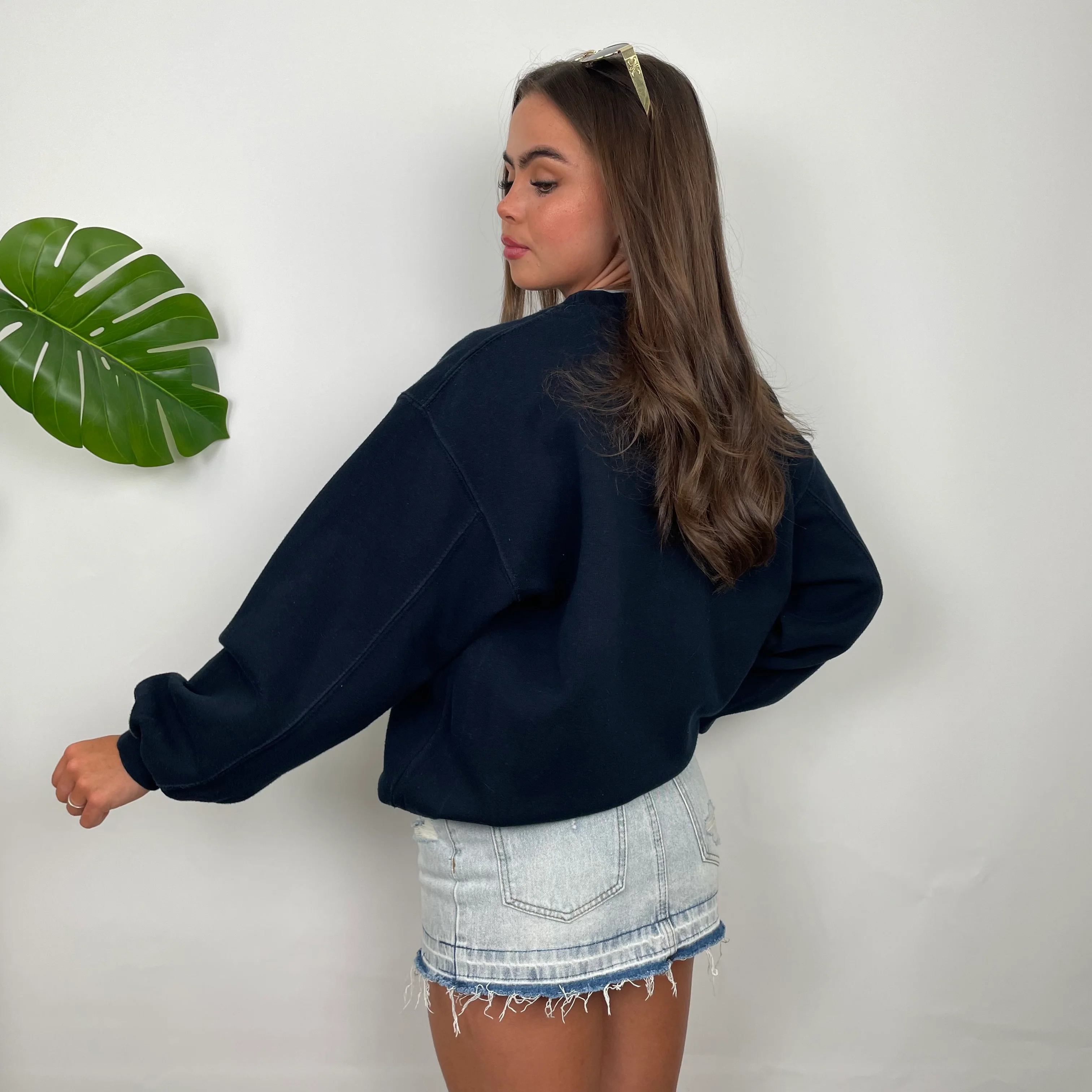 Nike Navy Embroidered Spell Out Sweatshirt (L) - Image 14