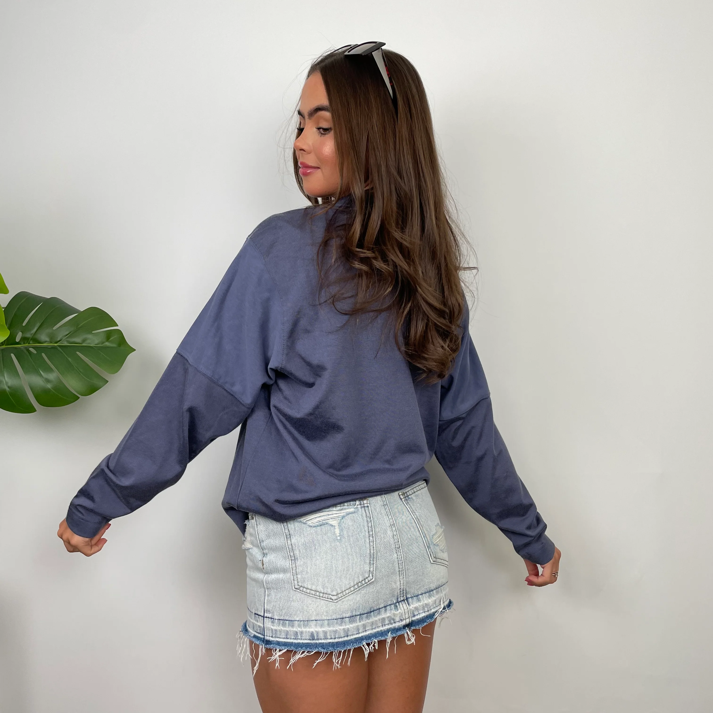 Nike Navy Embroidered Spell Out Sweatshirt (L) - Image 7