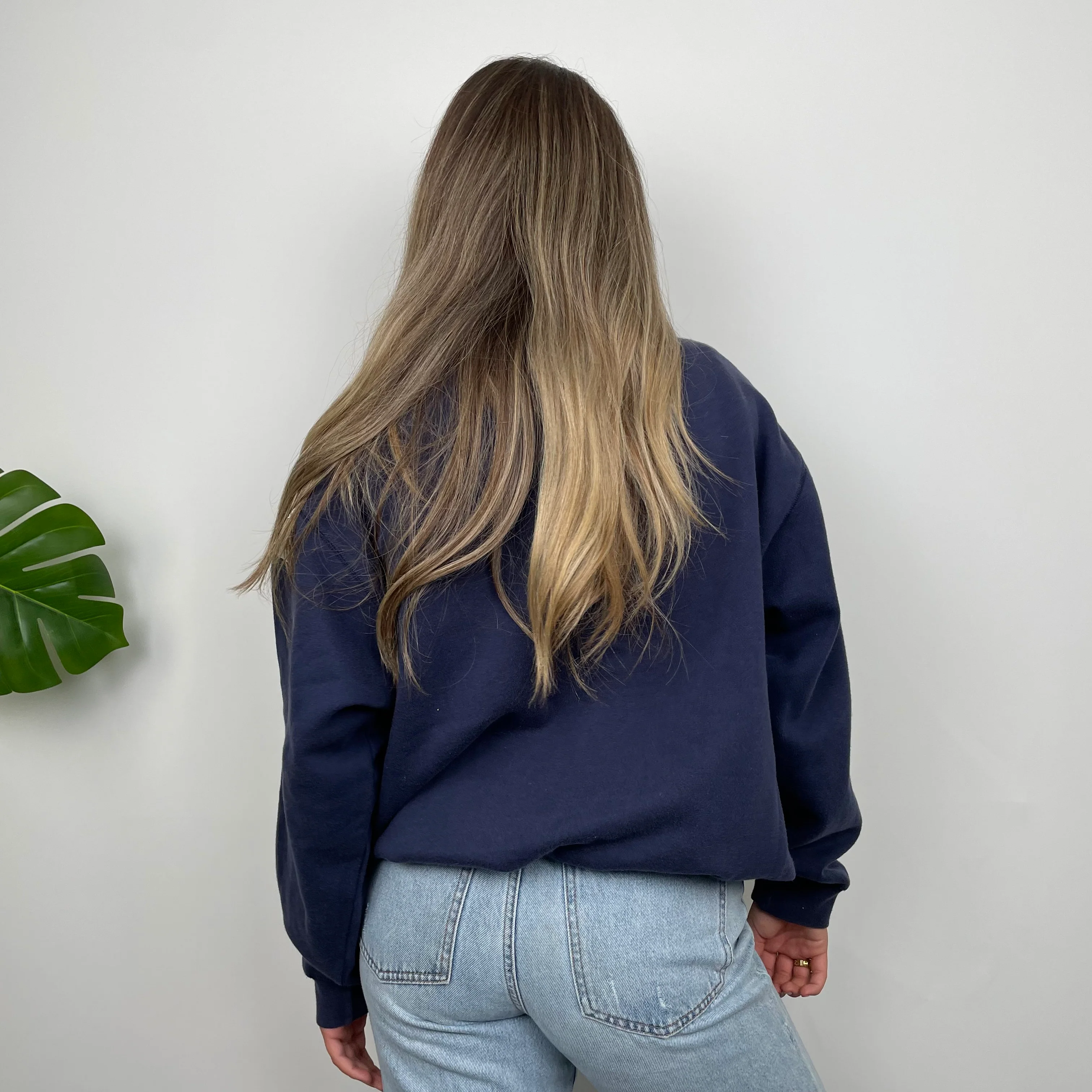 Nike Navy Embroidered Spell Out Sweatshirt (S) - Image 4