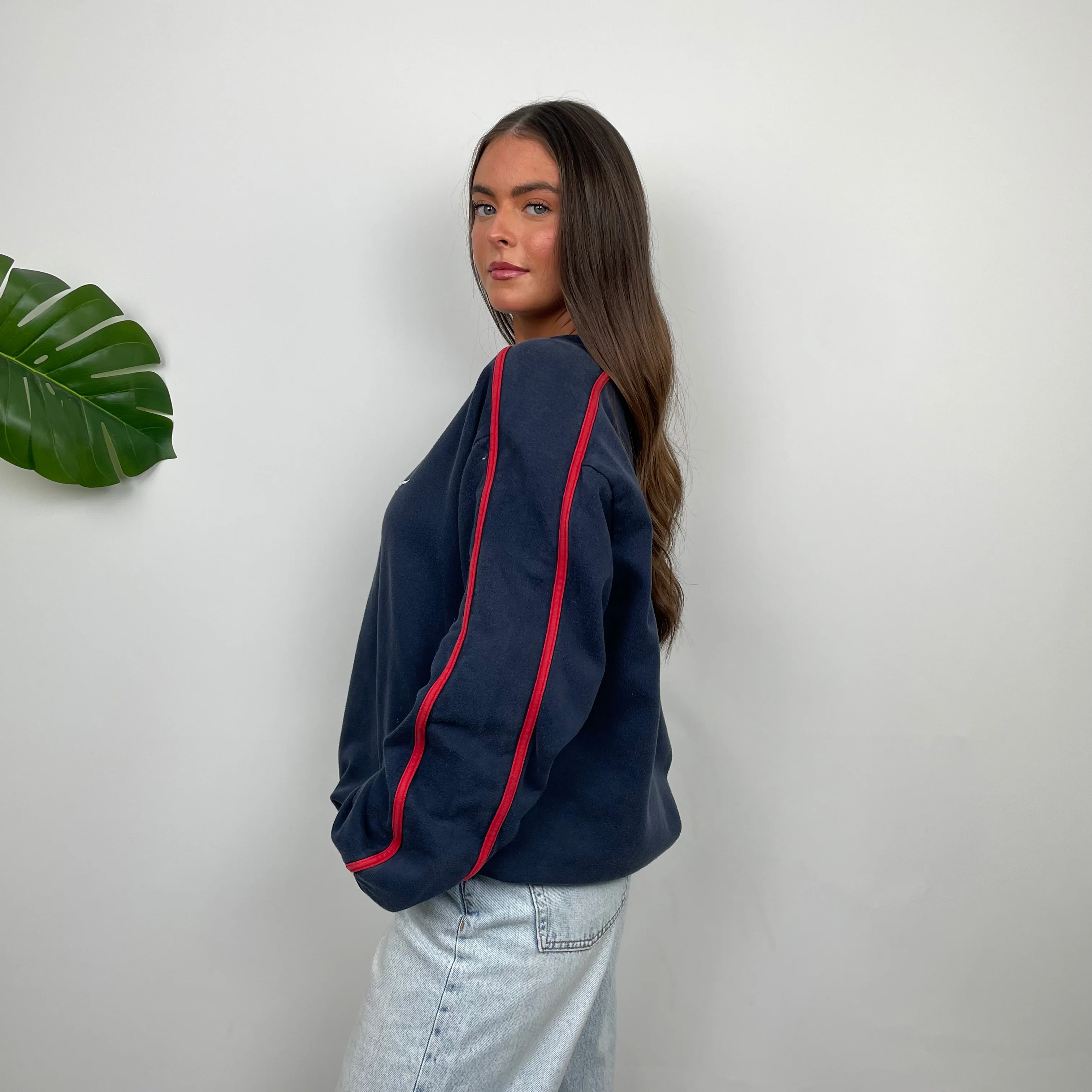 Nike Navy Embroidered Spell Out Sweatshirt (M) - Image 7