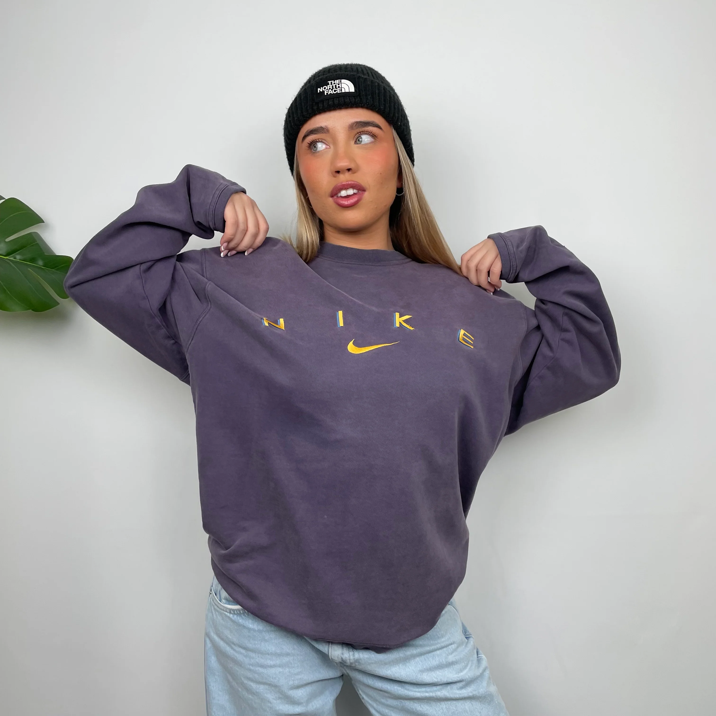 Nike Navy Embroidered Spell Out Sweatshirt (L) - Image 2