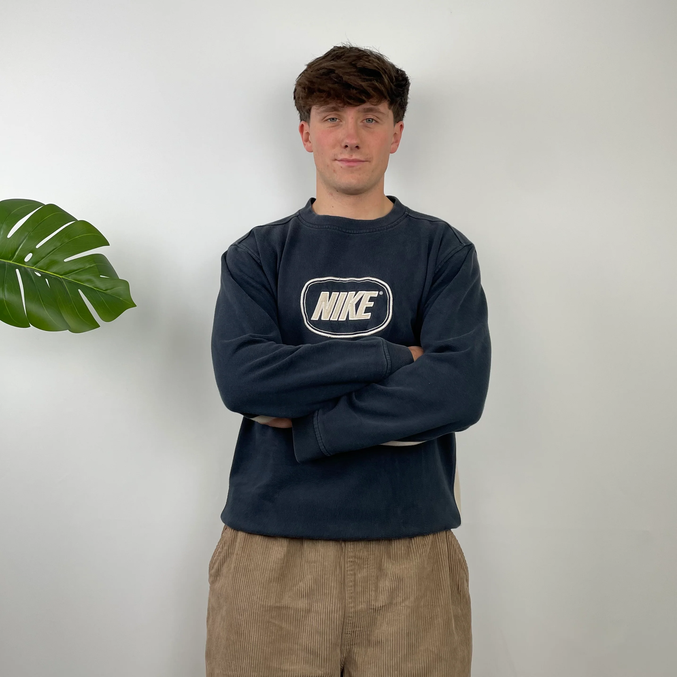Nike Navy Embroidered Spell Out Sweatshirt (M)
