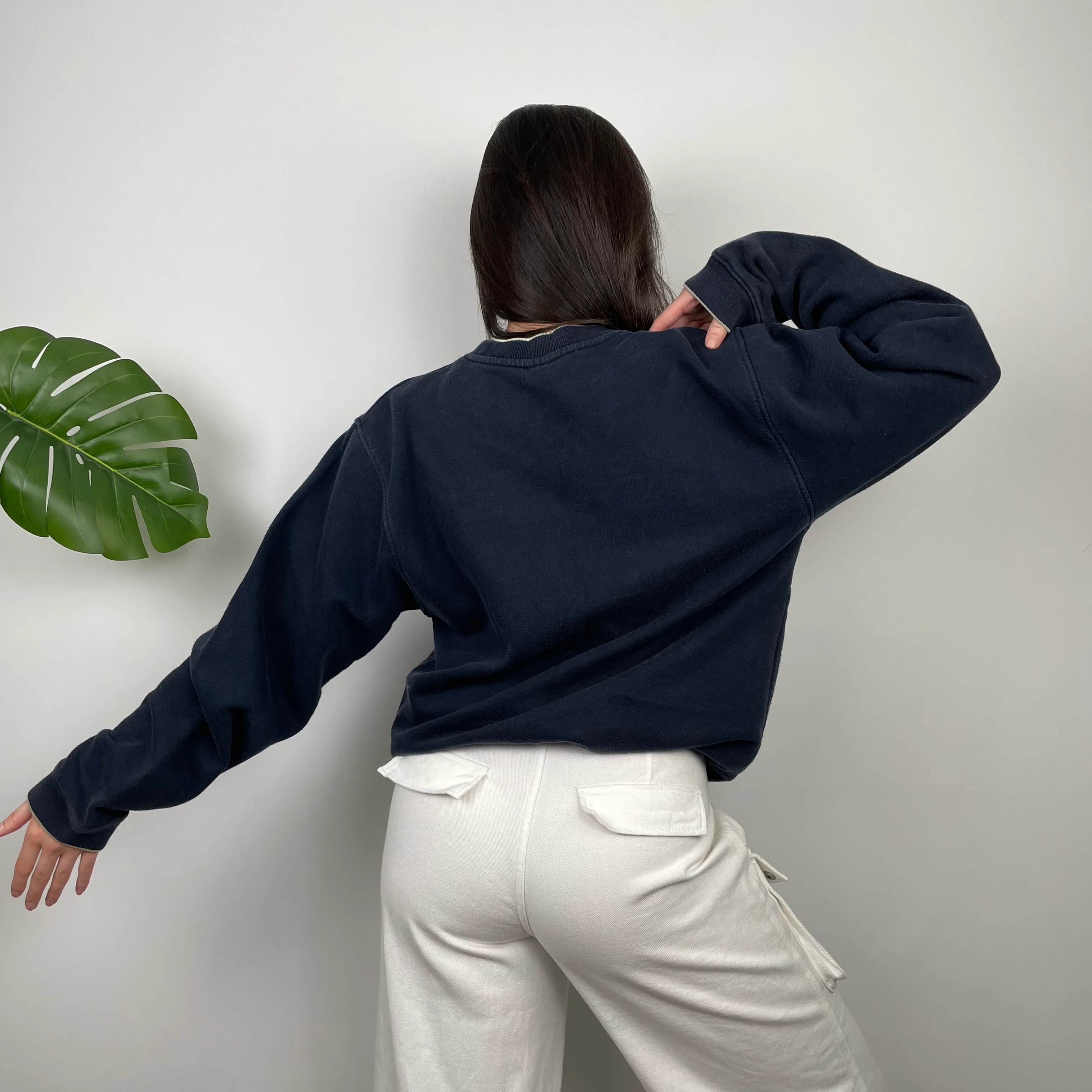 Nike Navy Embroidered Spell Out Sweatshirt (M) - Image 8