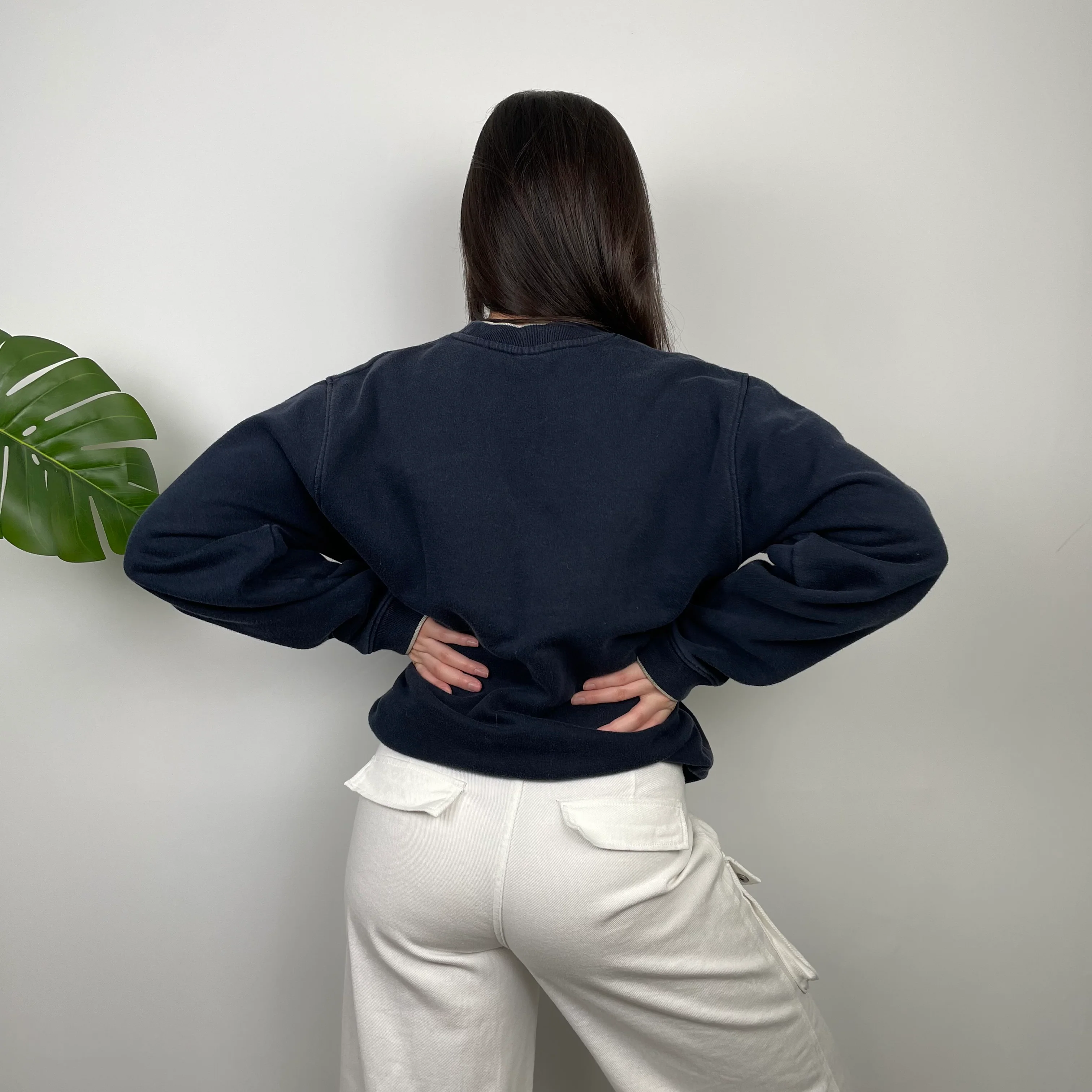 Nike Navy Embroidered Spell Out Sweatshirt (M) - Image 9