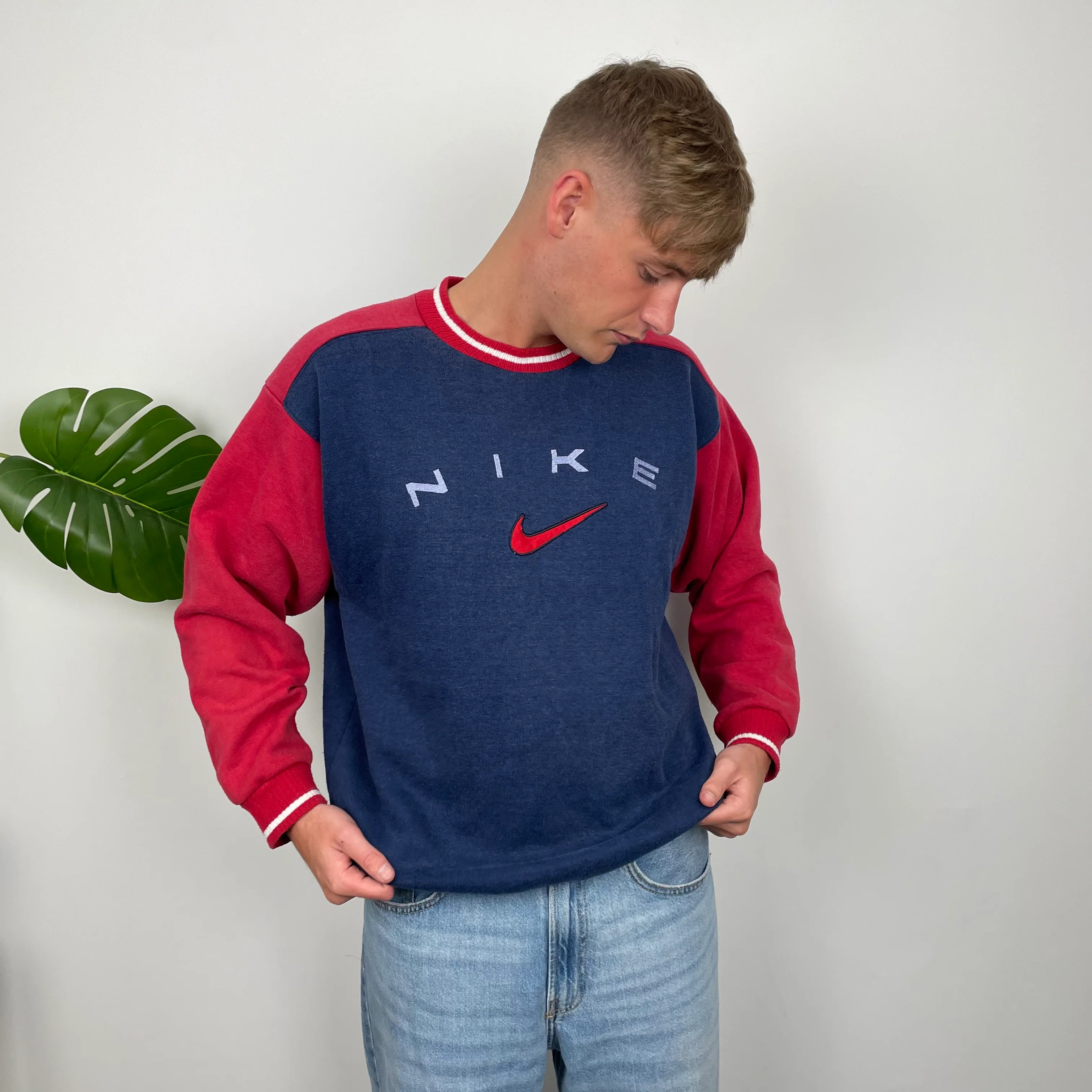 Nike Navy Embroidered Spell Out Sweatshirt (L) - Image 3