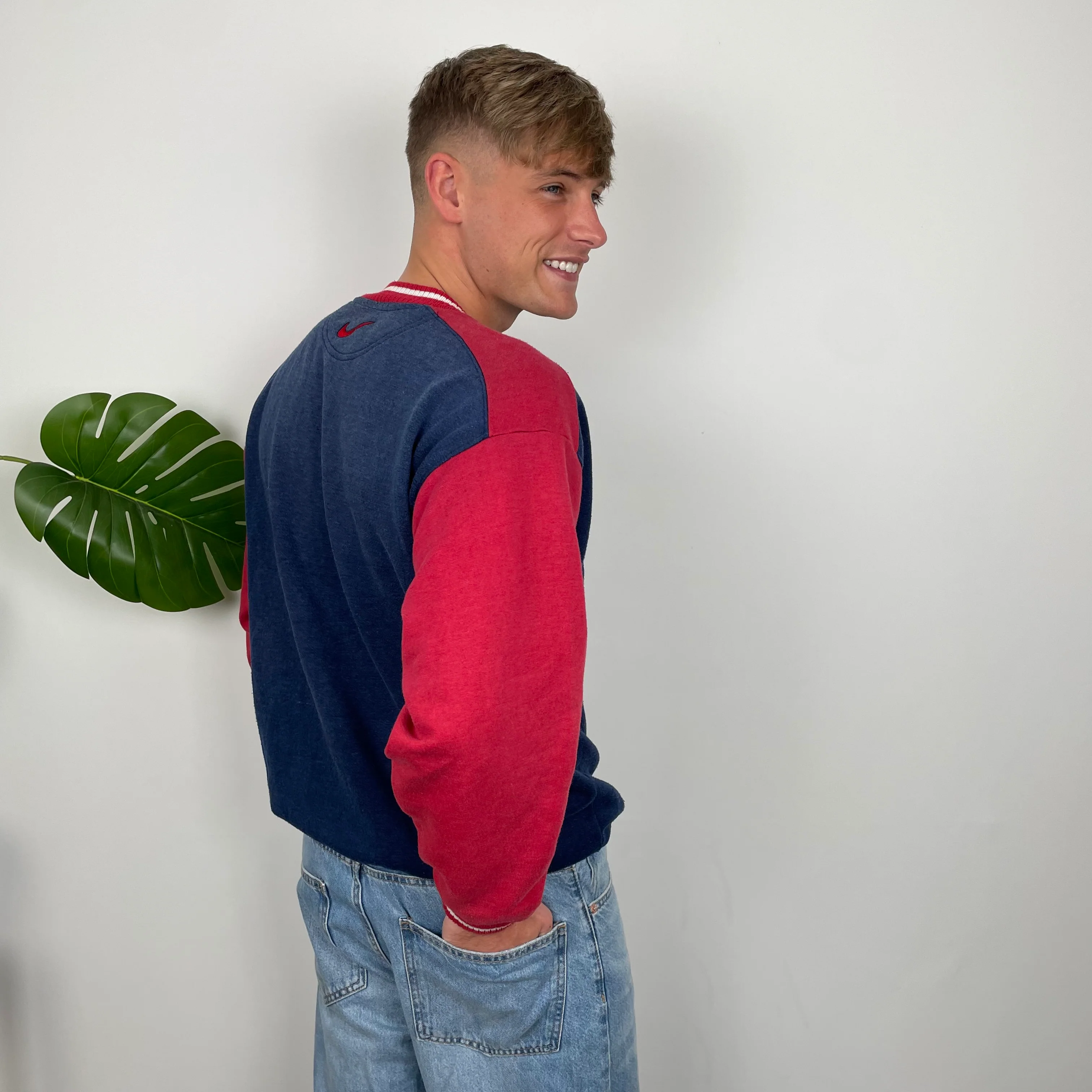 Nike Navy Embroidered Spell Out Sweatshirt (L) - Image 7