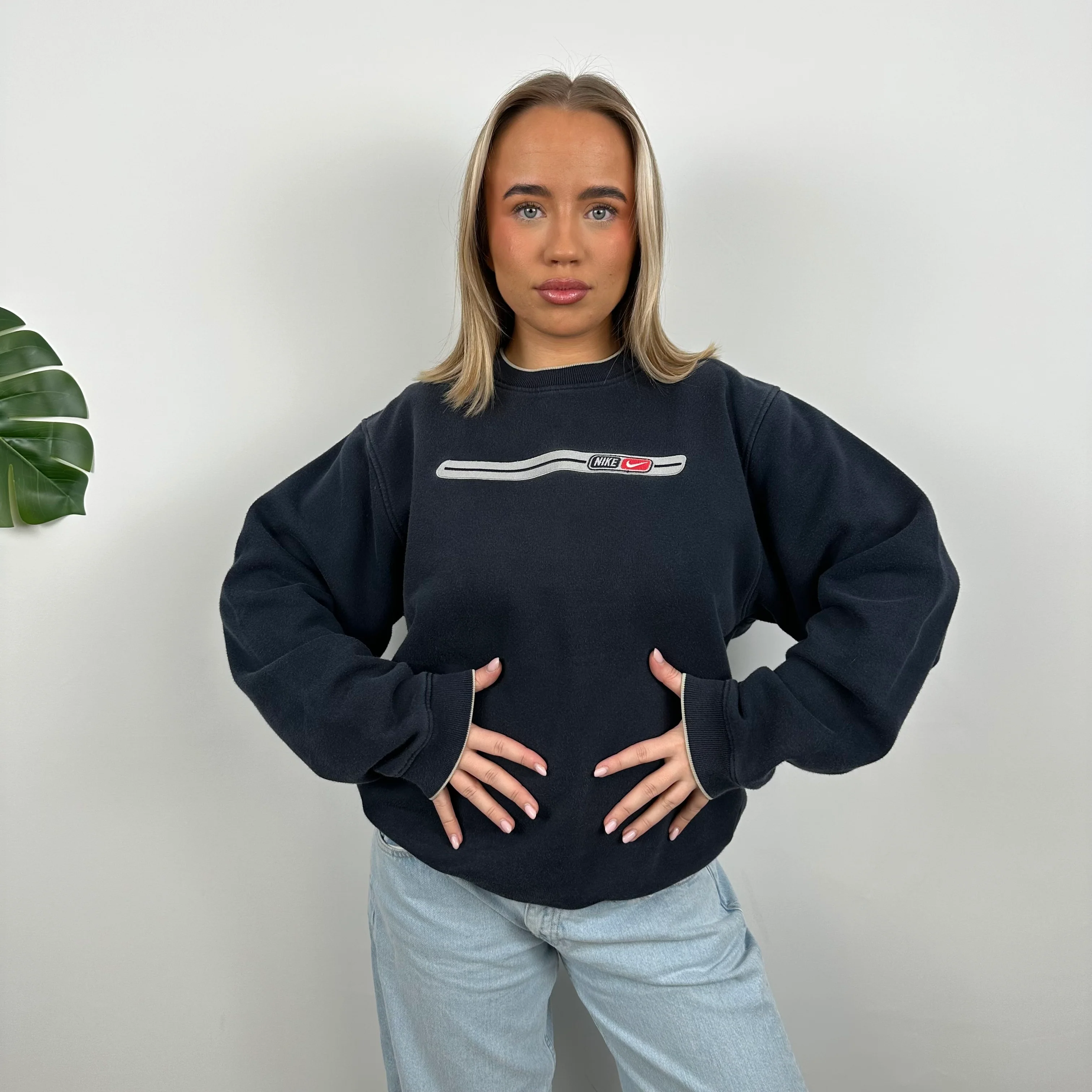 Nike Navy Embroidered Spell Out Sweatshirt (M) - Image 2