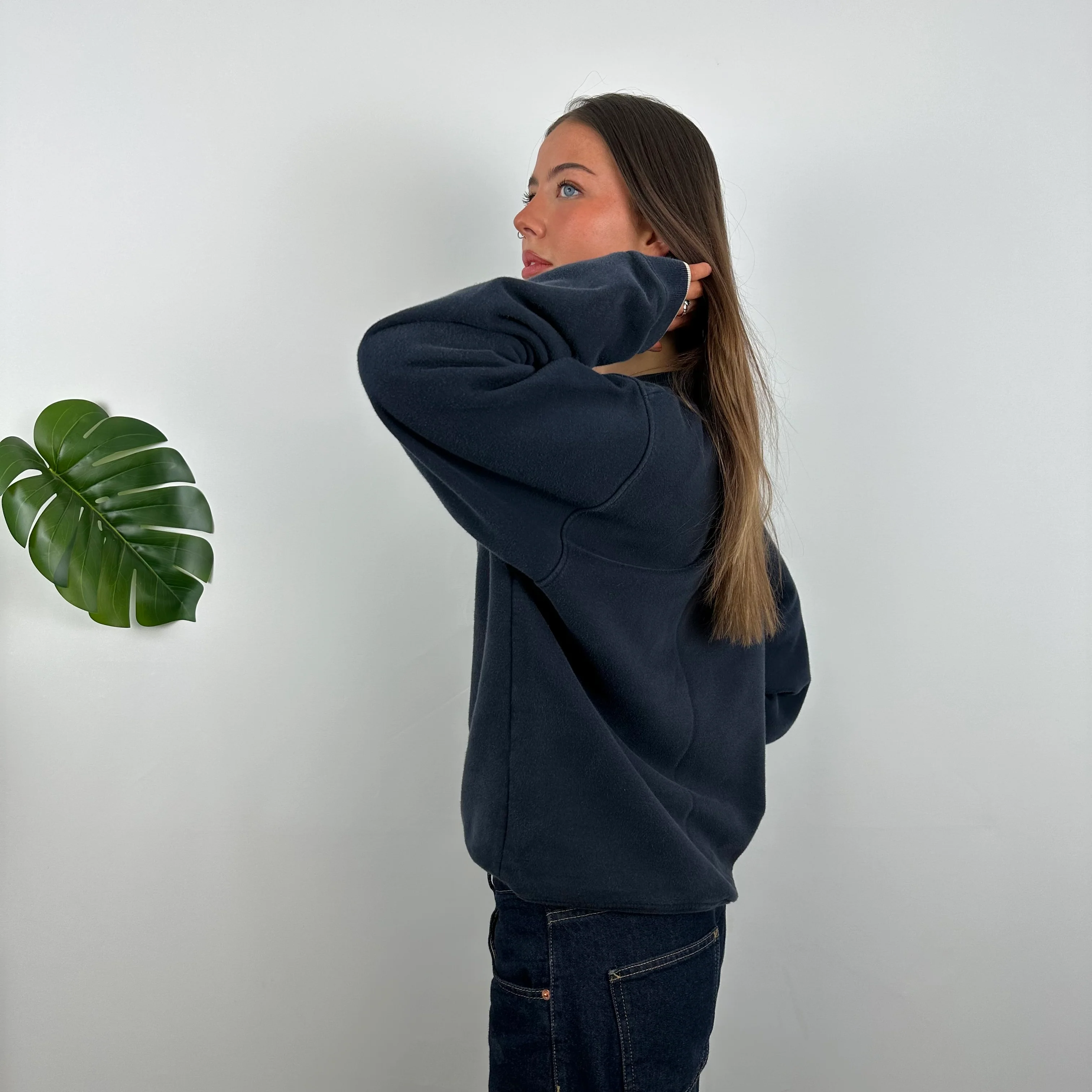 Nike Navy Embroidered Spell Out Sweatshirt (M) - Image 7