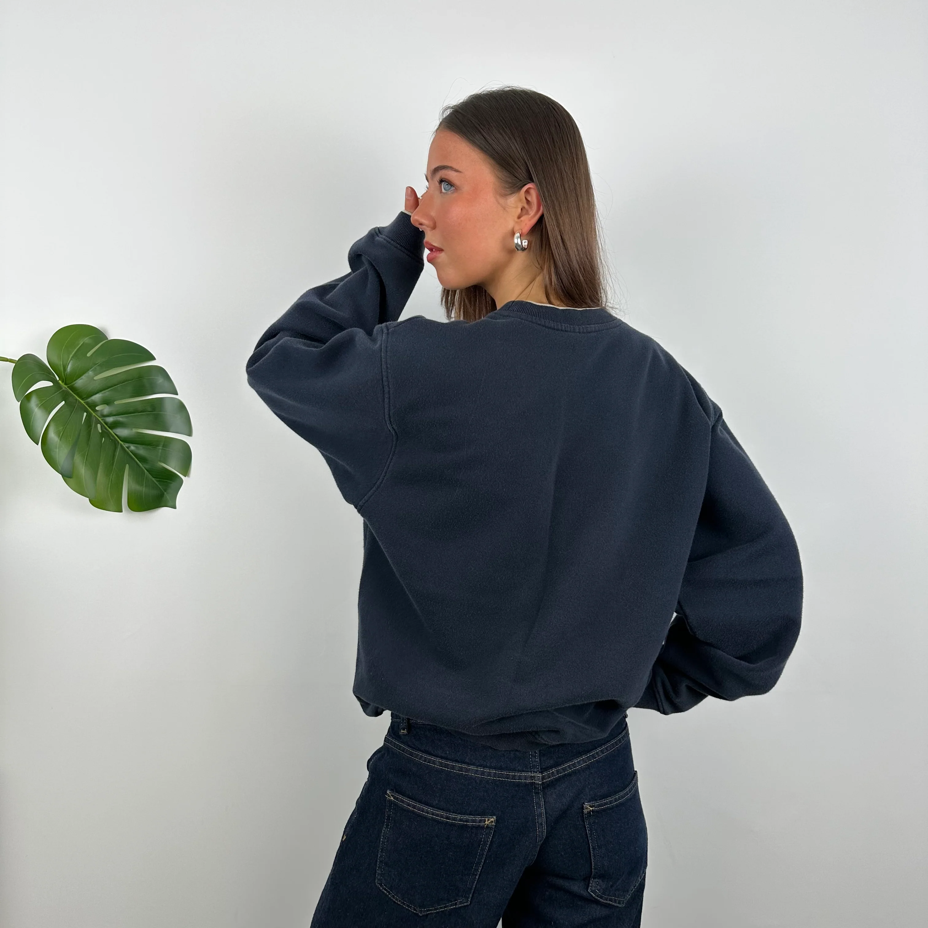 Nike Navy Embroidered Spell Out Sweatshirt (M) - Image 8