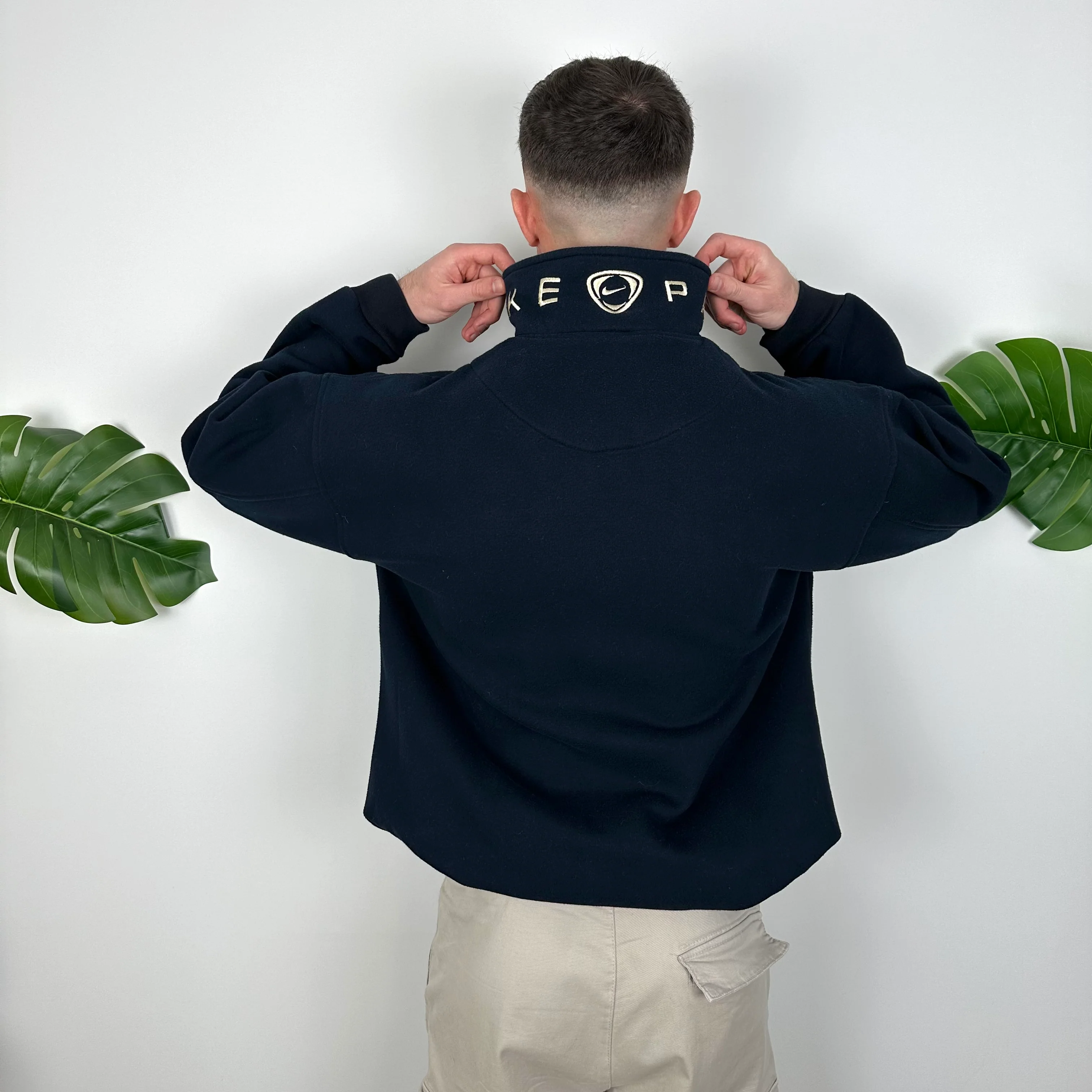 Nike Park Navy Embroidered Spell Out Quarter Zip Sweatshirt (XL) - Image 5