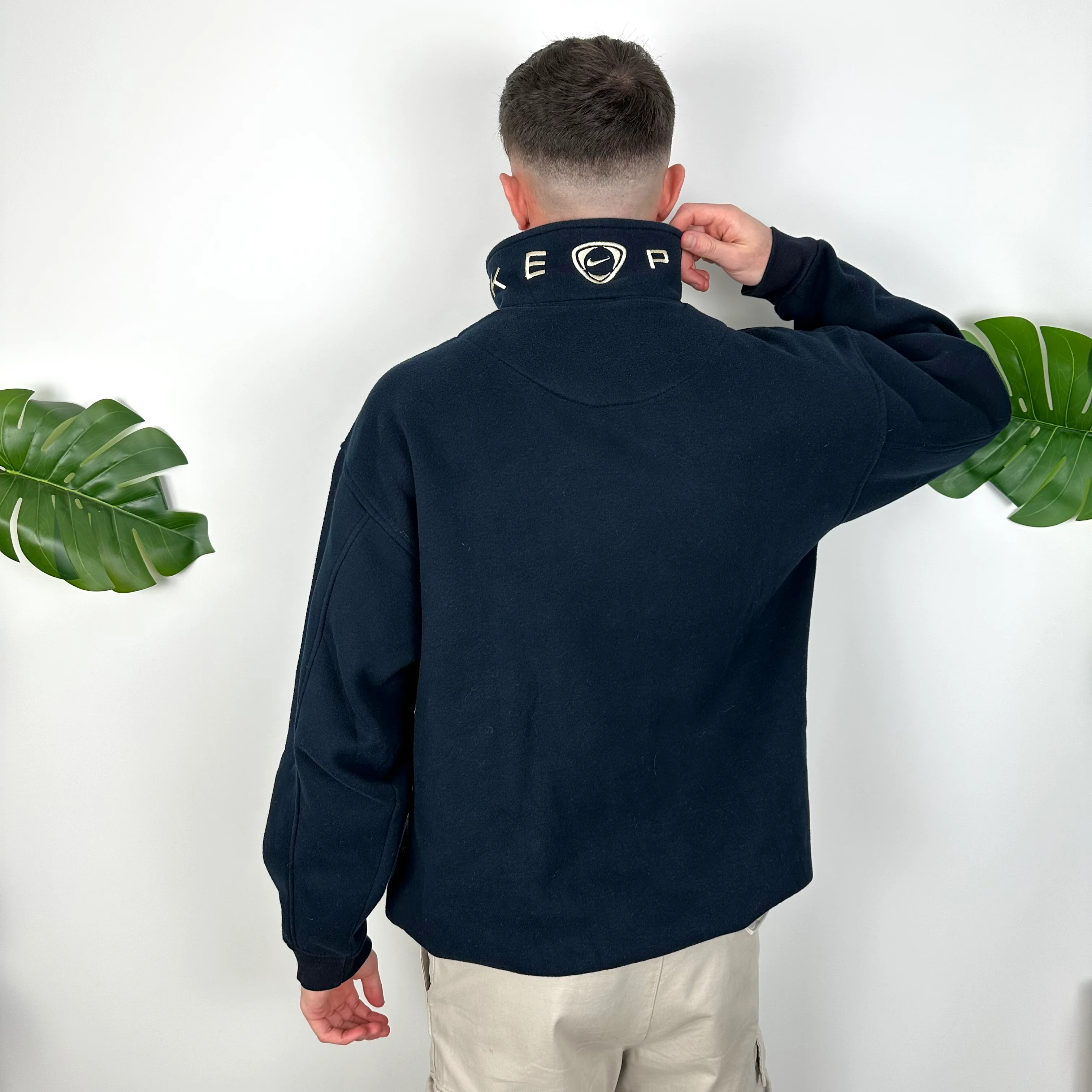 Nike Park Navy Embroidered Spell Out Quarter Zip Sweatshirt (XL) - Image 7