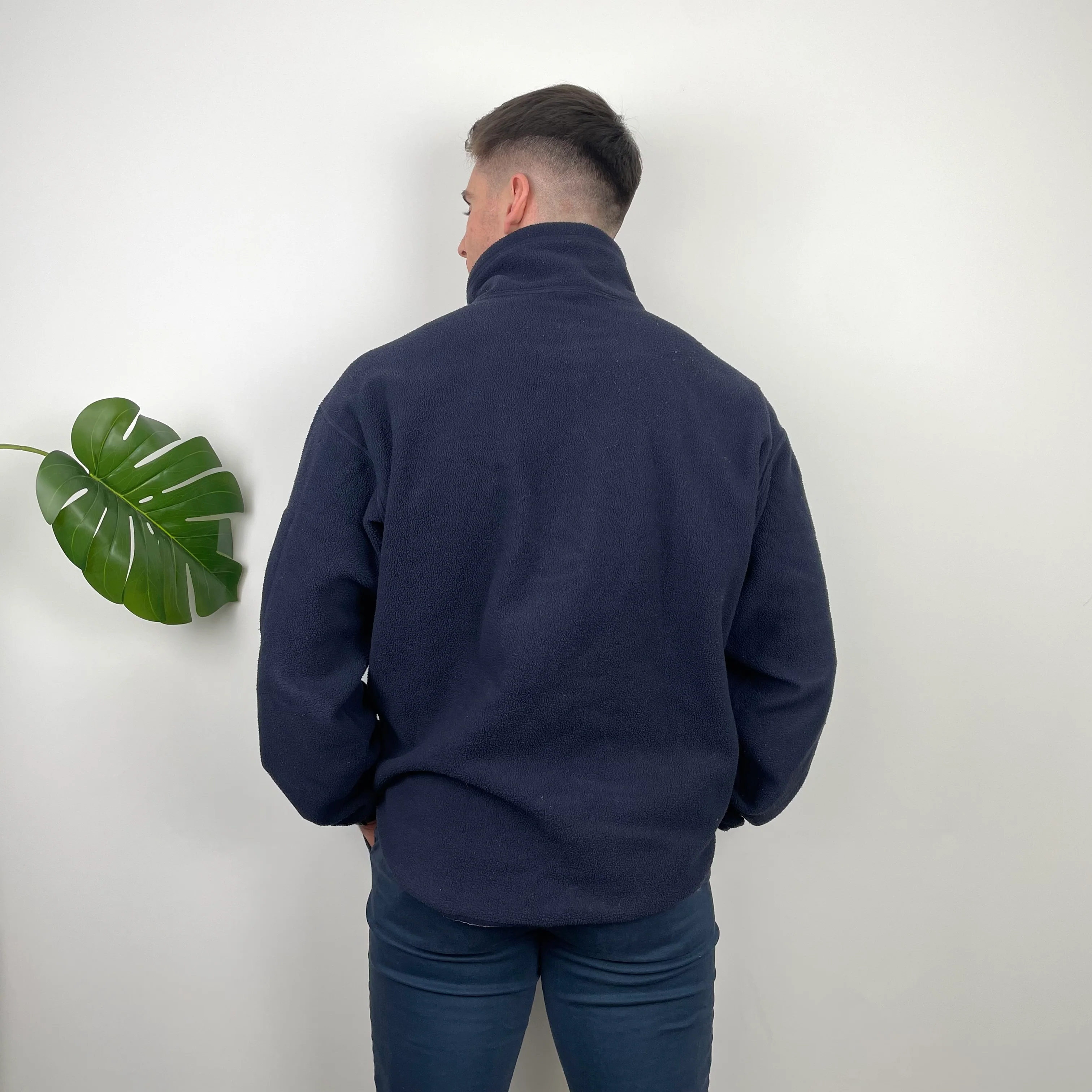 Nike Navy Embroidered Spell Out Teddy Bear Fleece Quarter Zip Sweatshirt (L) - Image 6