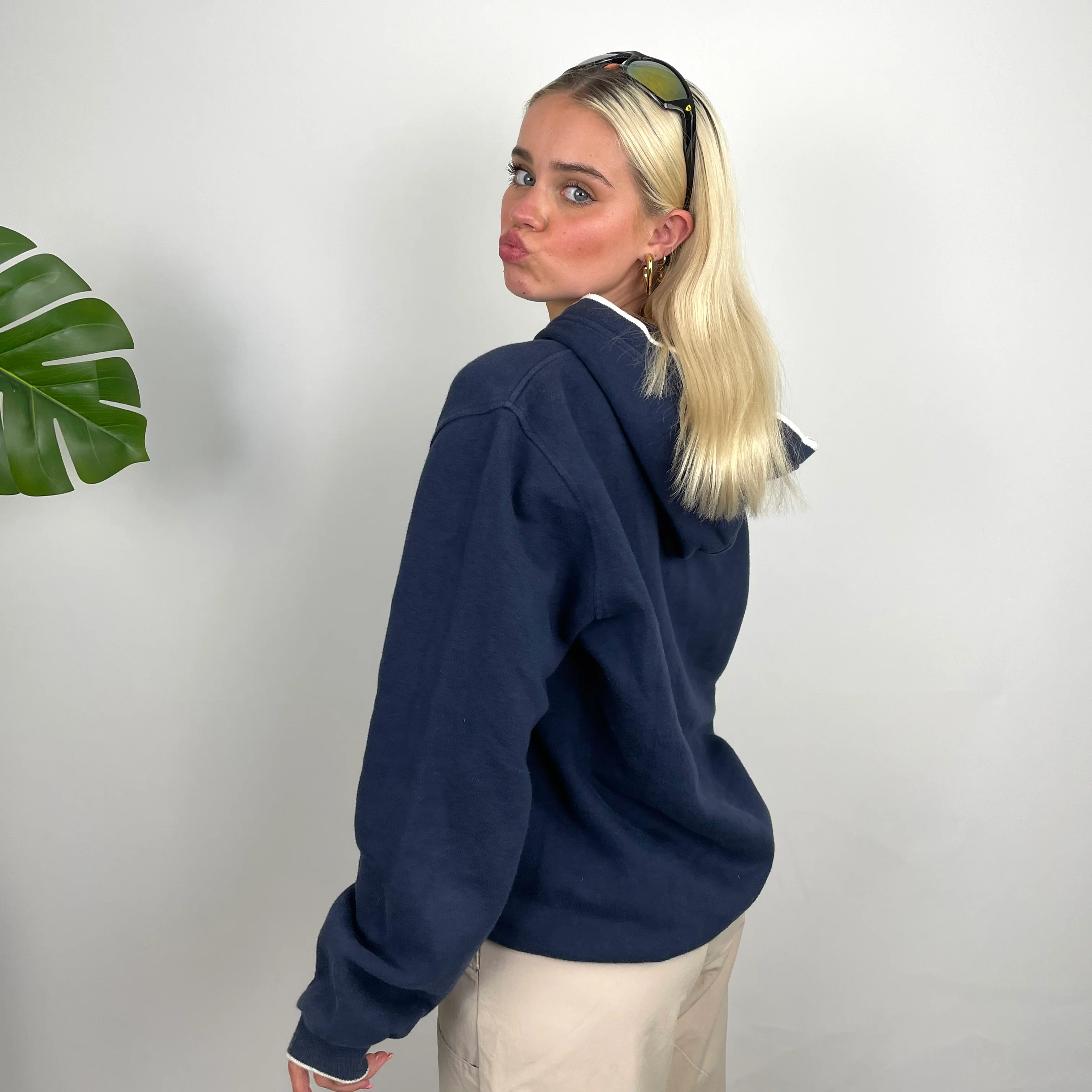Nike Navy Embroidered Swoosh Hoodie (M) - Image 6