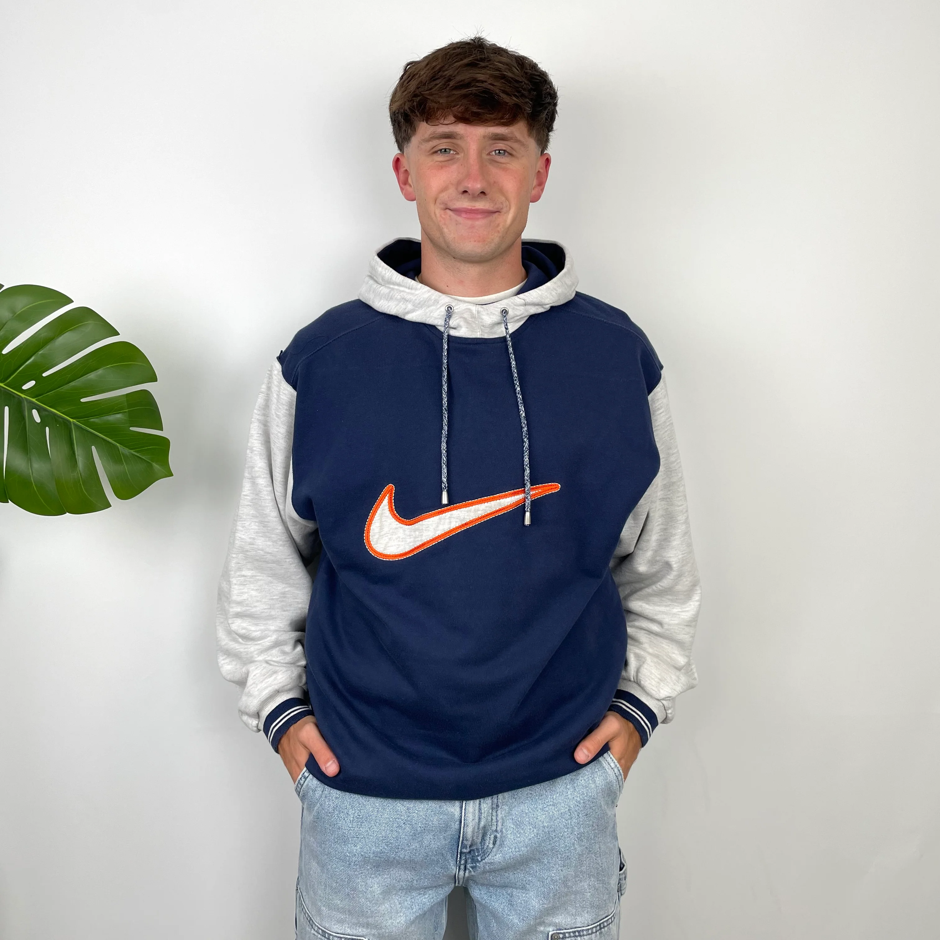 Nike Navy Embroidered Swoosh Hoodie (XL) - Image 2