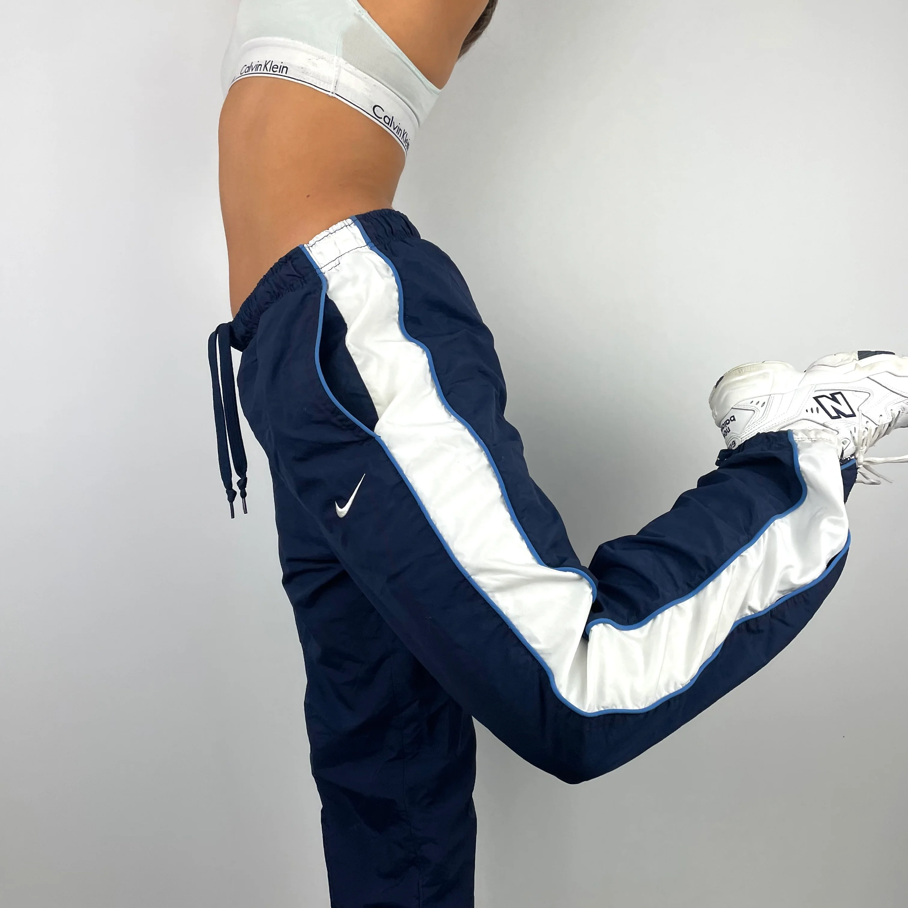 Nike Navy Embroidered Swoosh Track Pants (M) - Image 3