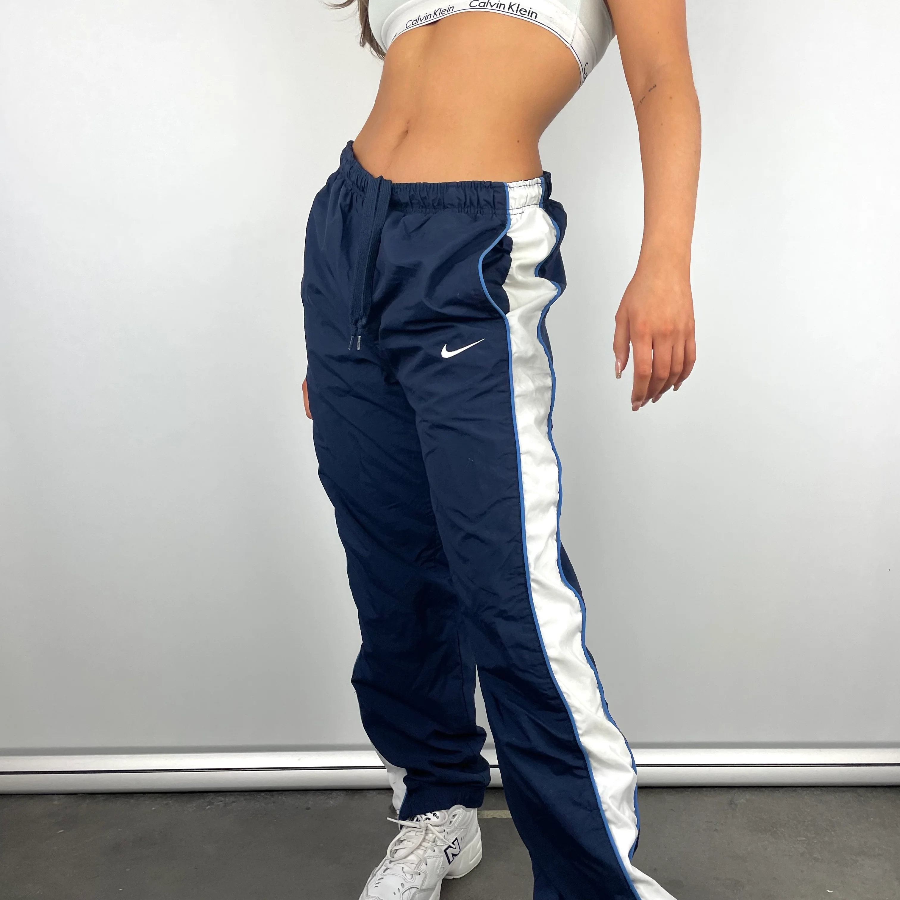 Nike Navy Embroidered Swoosh Track Pants (M) - Image 4