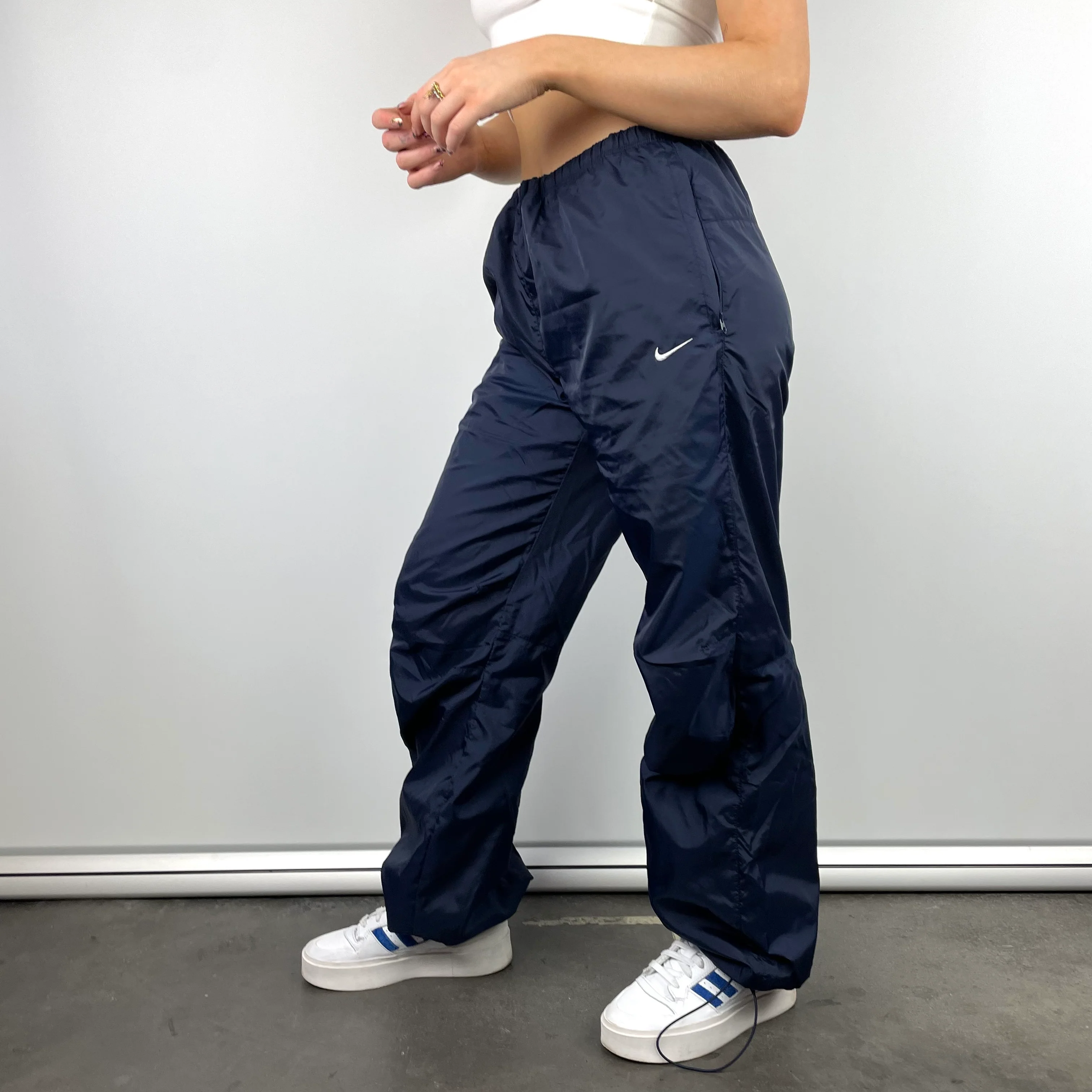 Nike Navy Embroidered Swoosh Track Pants (L) - Image 3