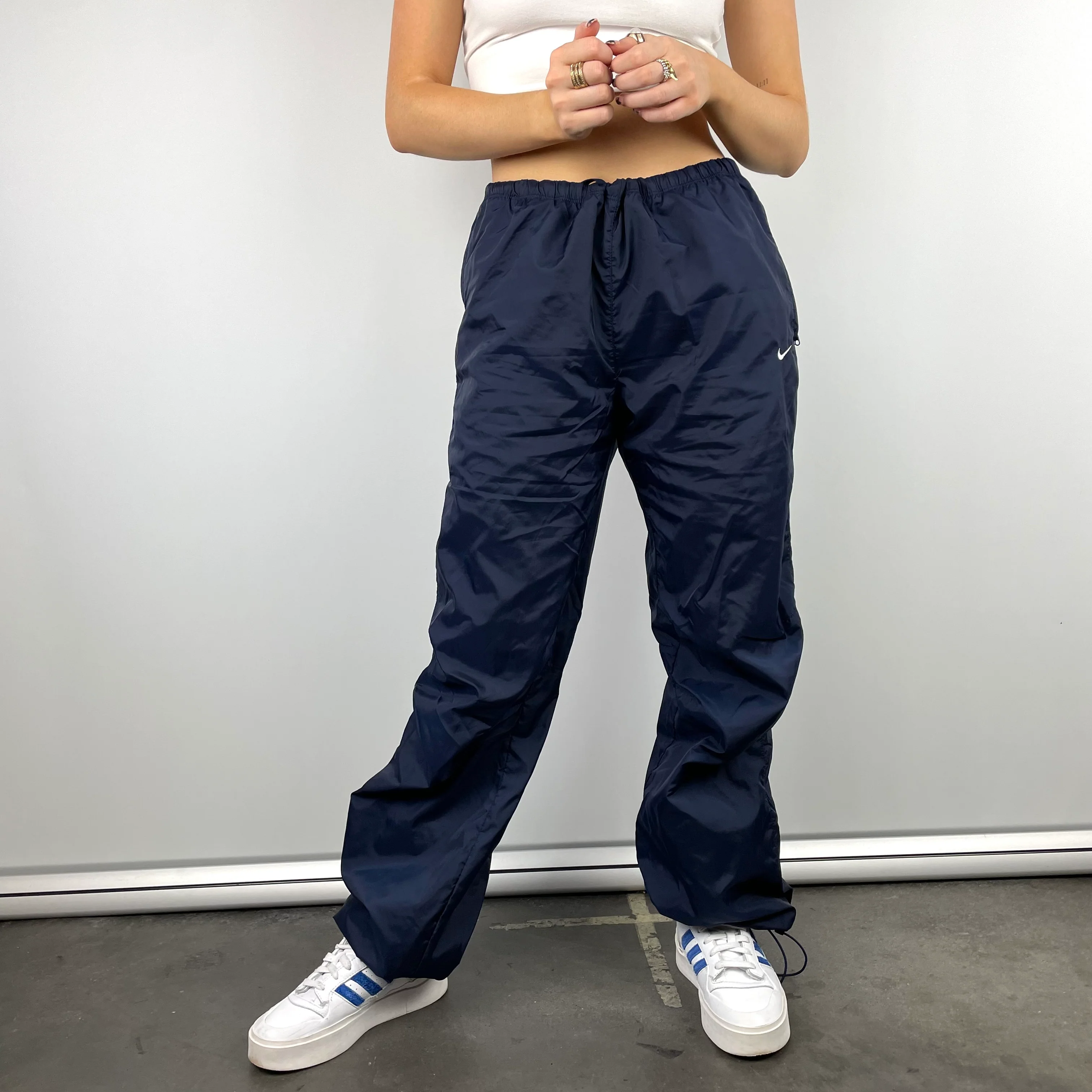 Nike Navy Embroidered Swoosh Track Pants (L) - Image 6