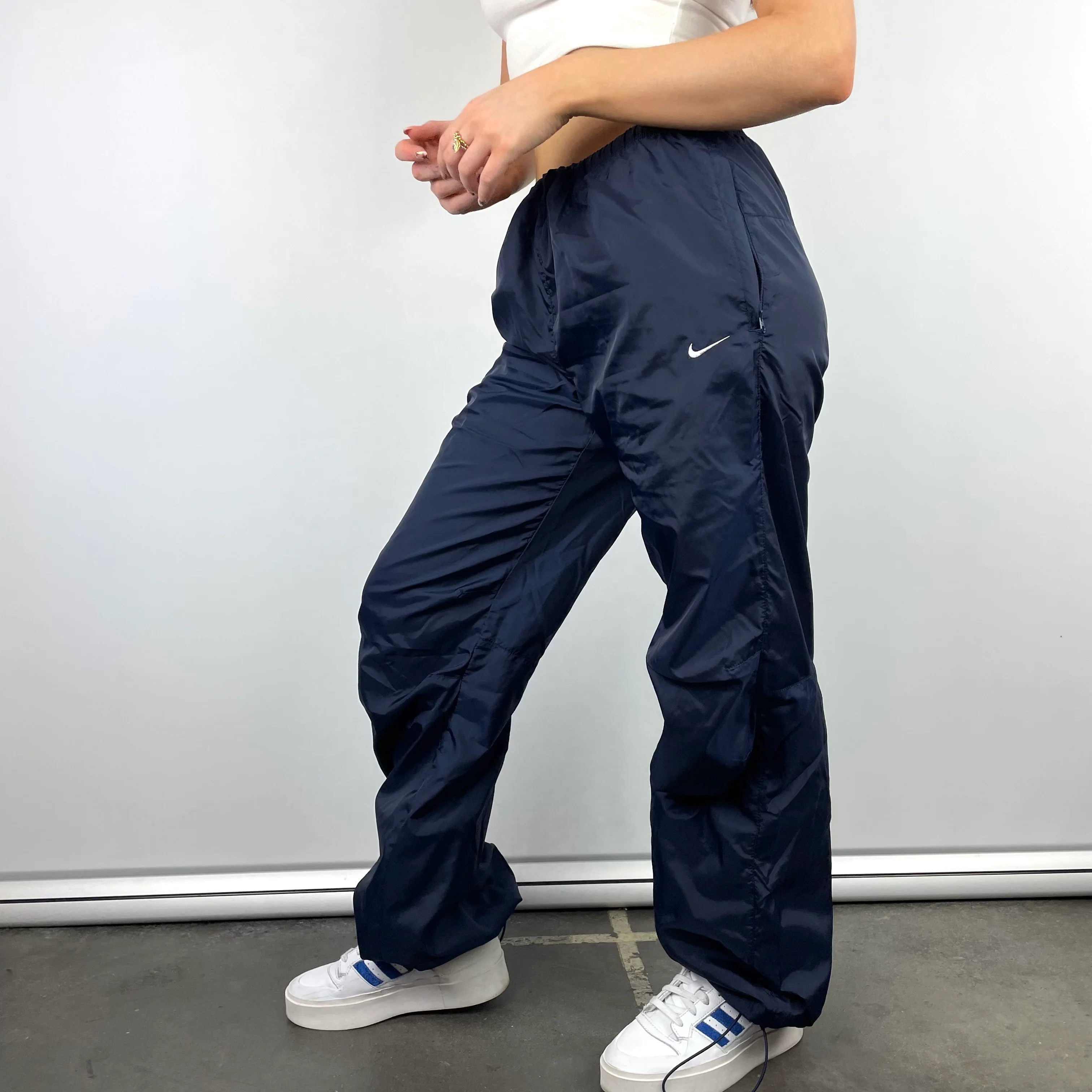 Nike Navy Embroidered Swoosh Track Pants (L) - Image 8