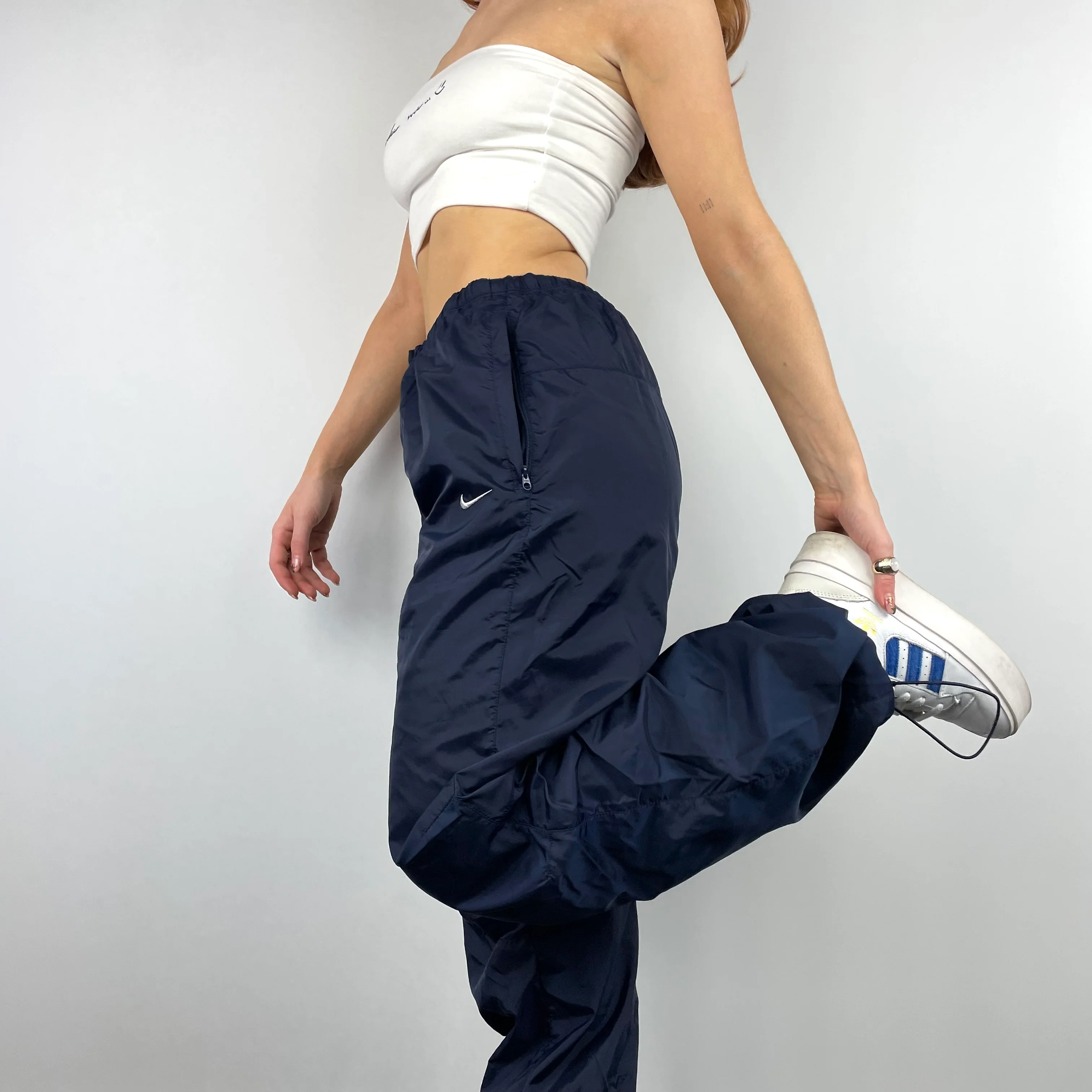 Nike Navy Embroidered Swoosh Track Pants (L) - Image 9