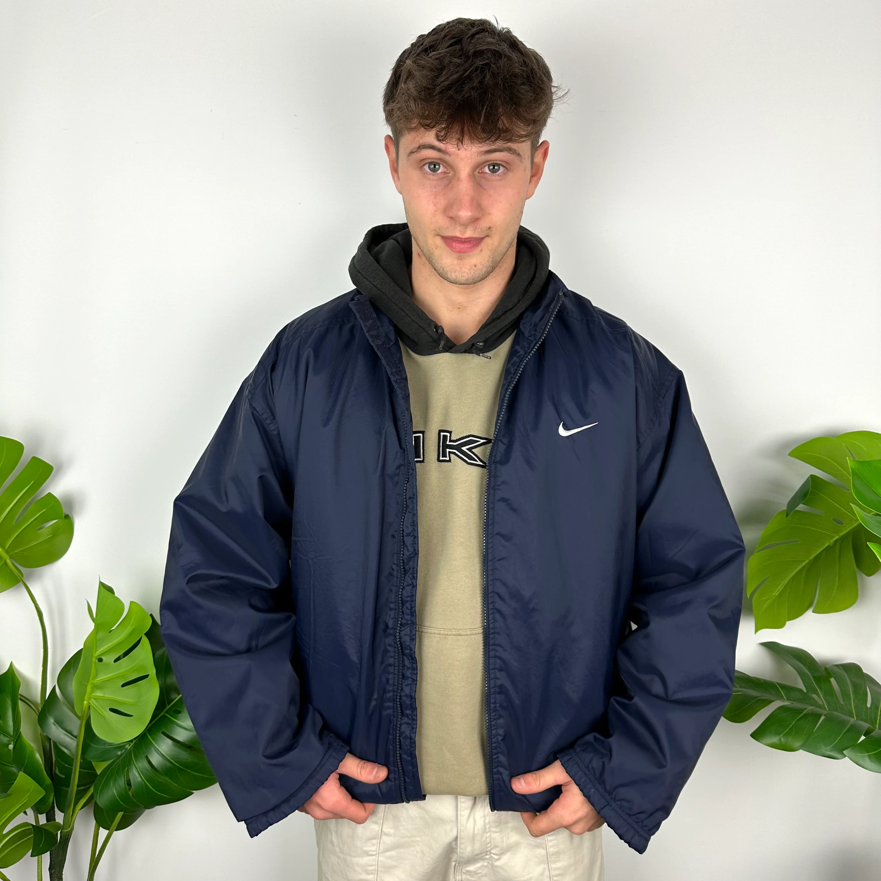 Nike Navy Embroidered Swoosh Padded Jacket (L) - Image 4