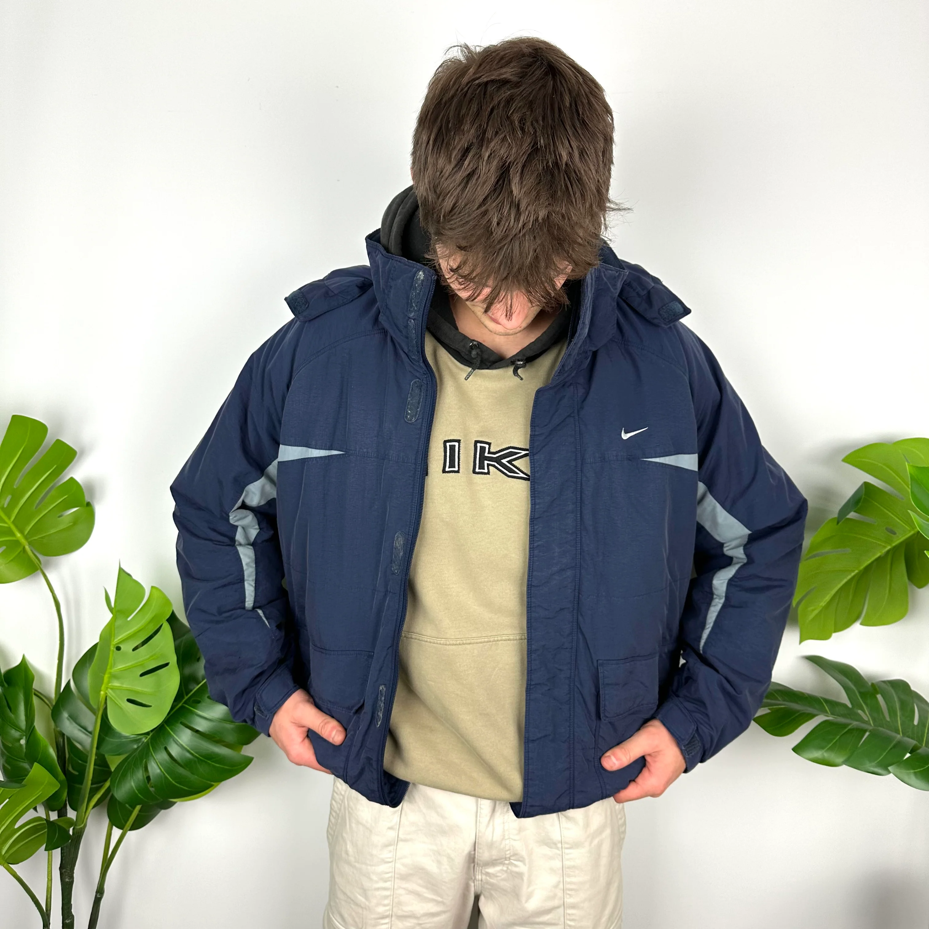 Nike Navy Embroidered Swoosh Padded Jacket (M) - Image 2