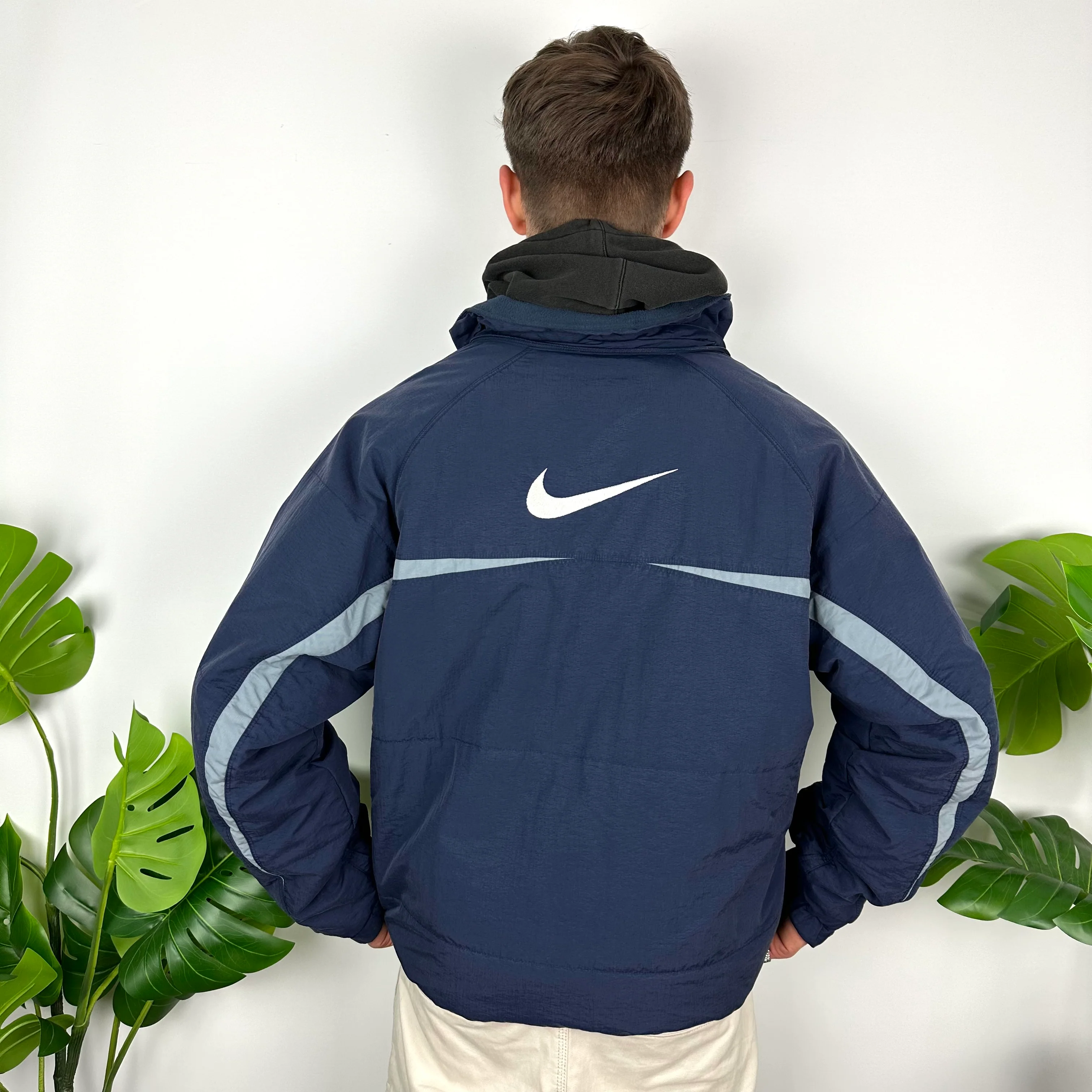 Nike Navy Embroidered Swoosh Padded Jacket (M) - Image 4