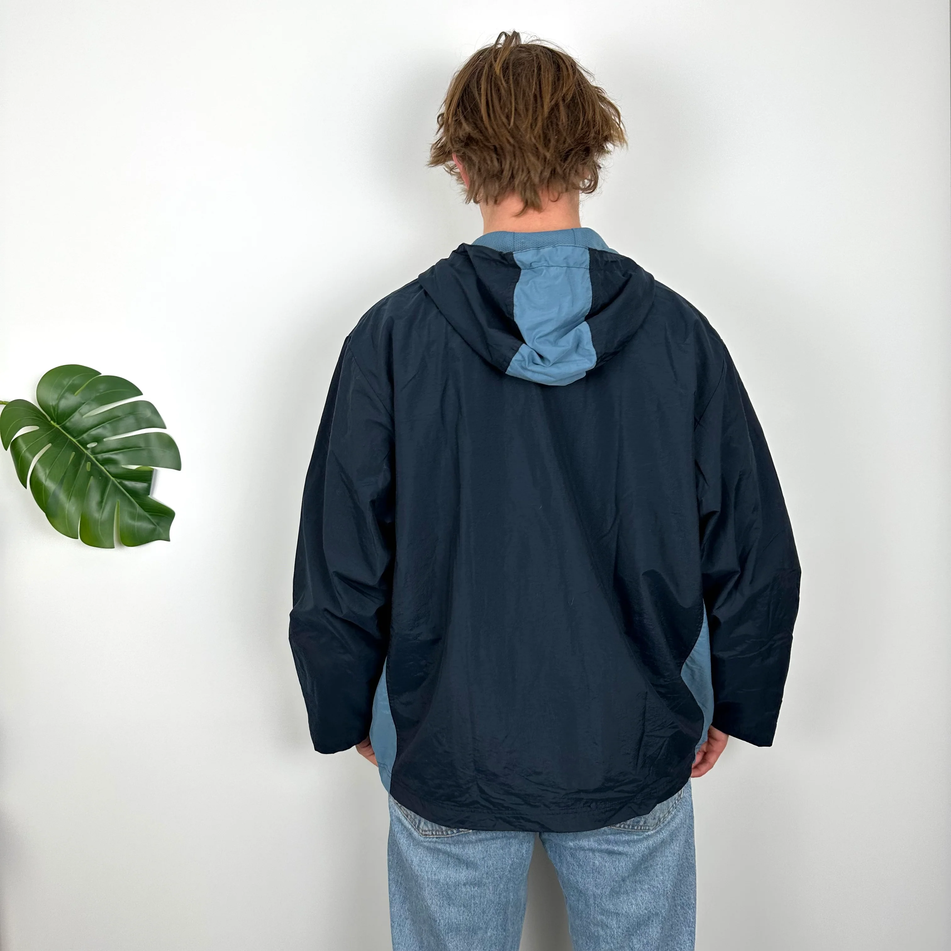 Nike Navy Embroidered Swoosh Quarter Zip Pullover Windbreaker Jacket (L) - Image 5