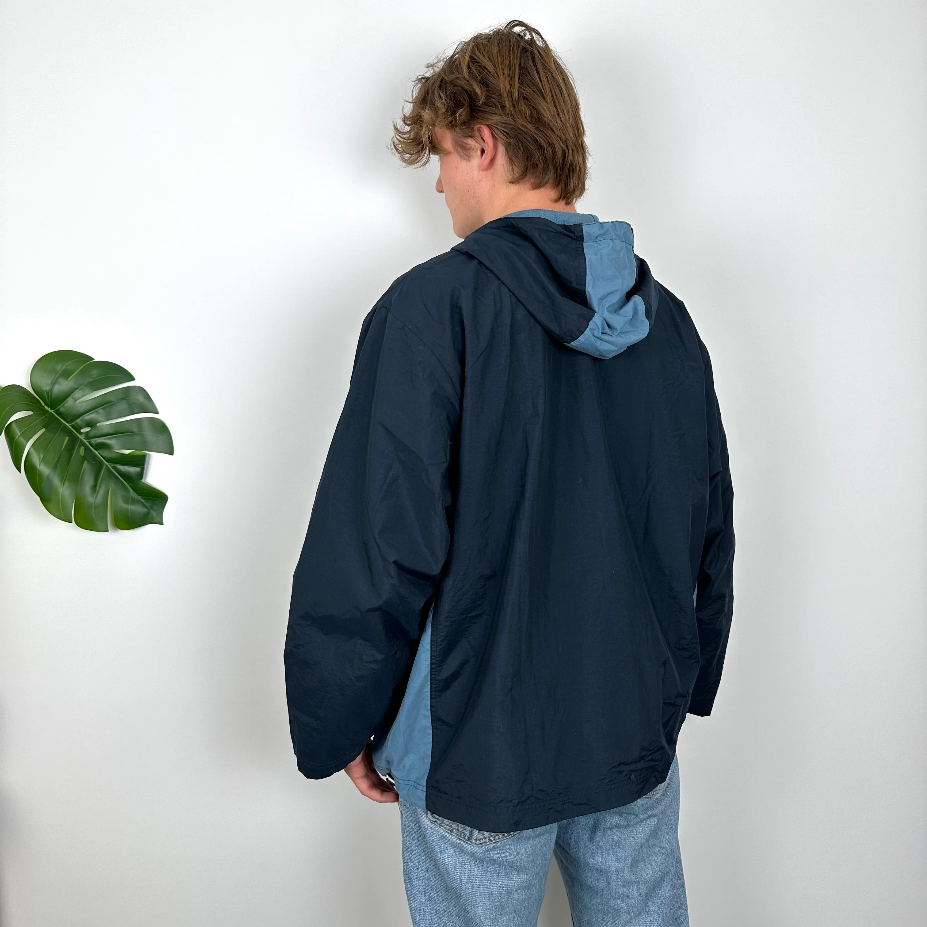 Nike Navy Embroidered Swoosh Quarter Zip Pullover Windbreaker Jacket (L) - Image 6