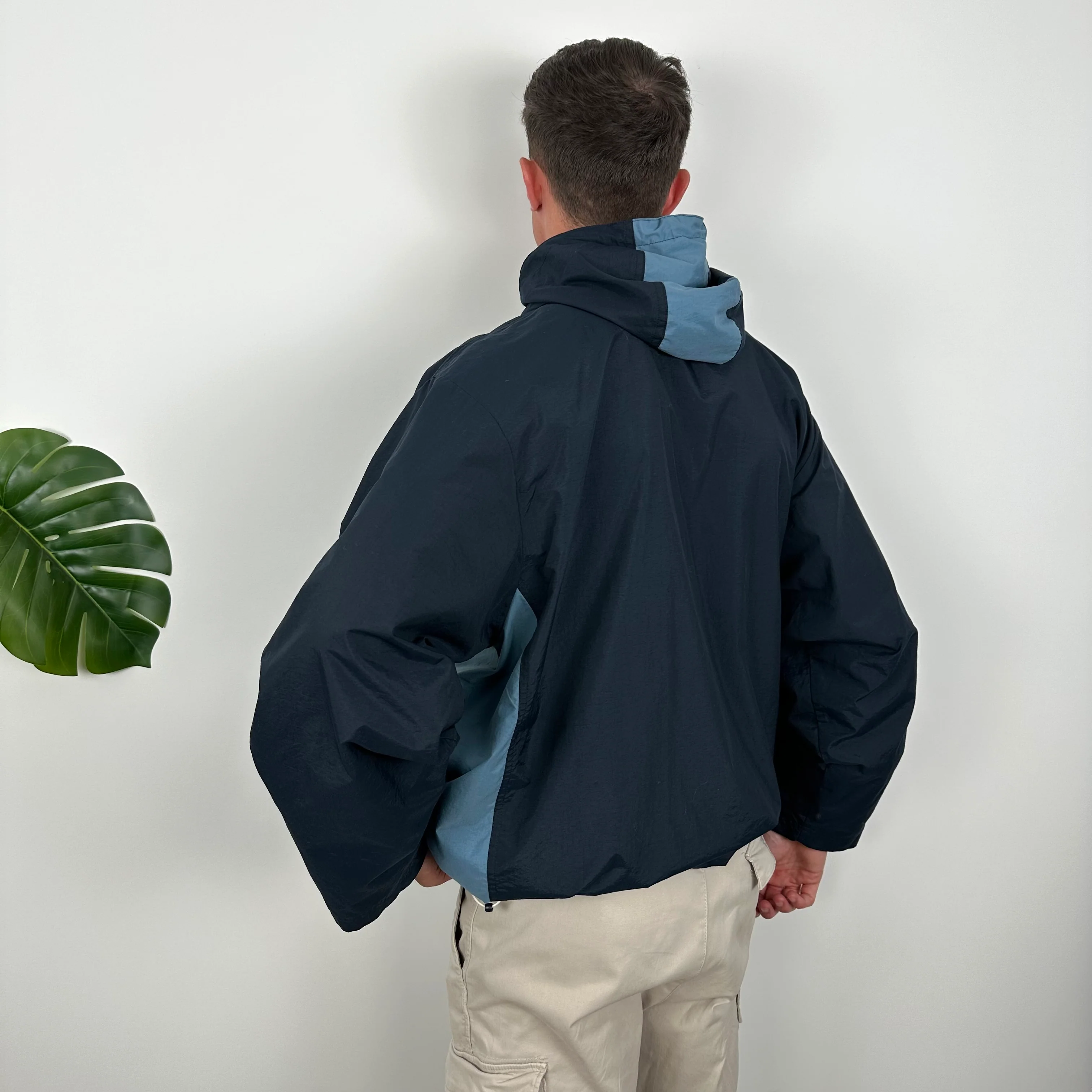 Nike Navy Embroidered Swoosh Quarter Zip Pullover Windbreaker Jacket (L) - Image 4