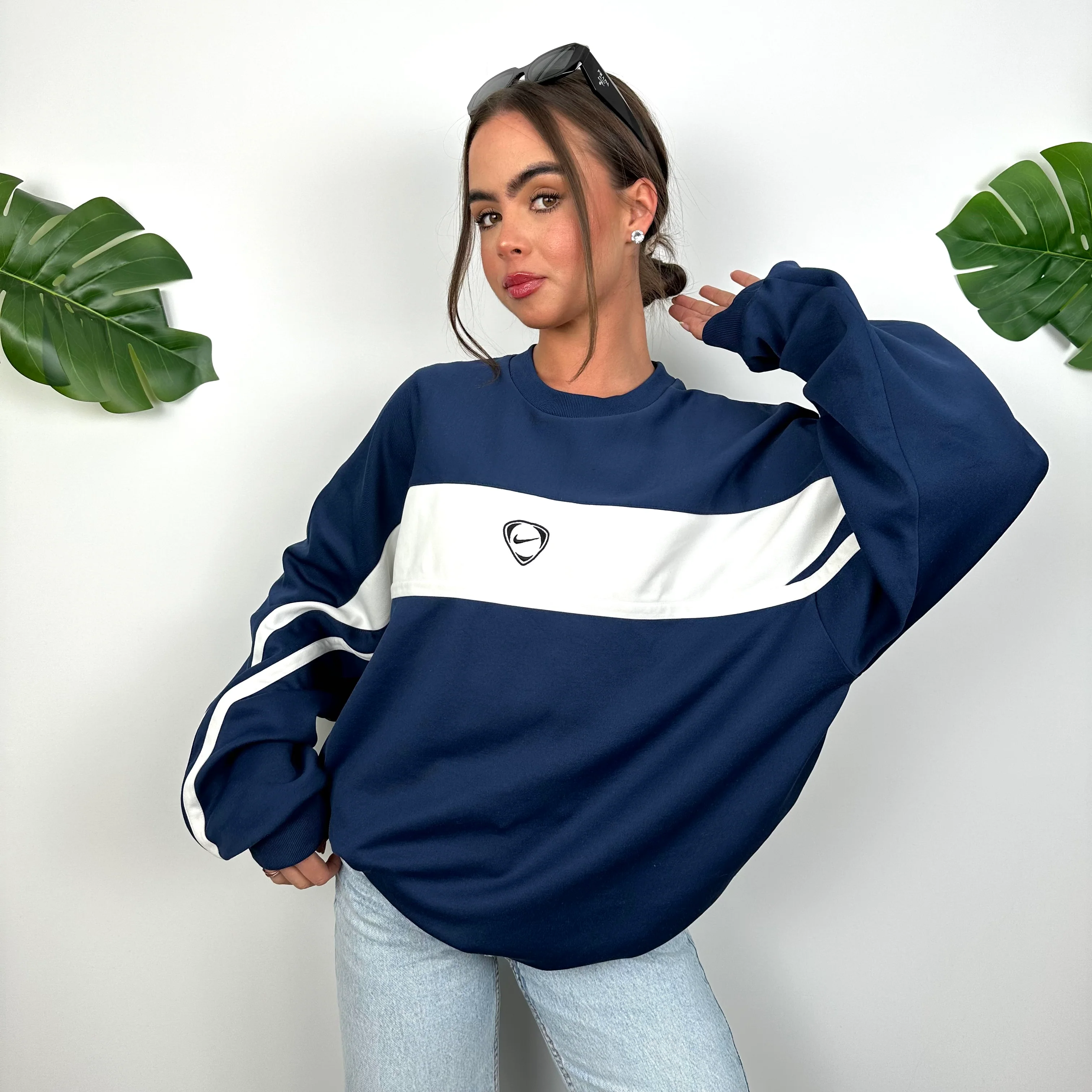 Nike Navy Embroidered Swoosh Sweatshirt (XL) - Image 7