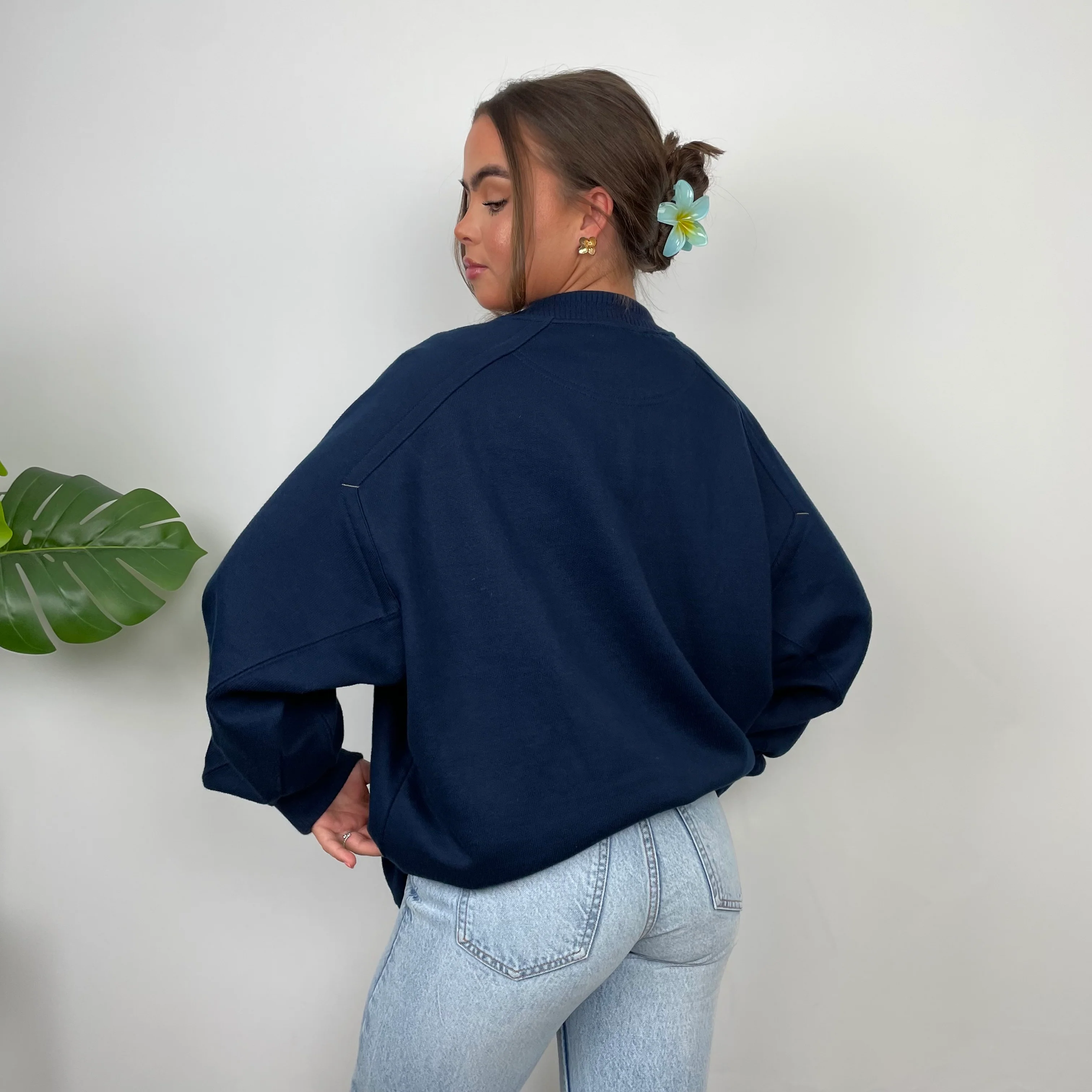 Nike Navy Embroidered Swoosh Sweatshirt (L) - Image 5