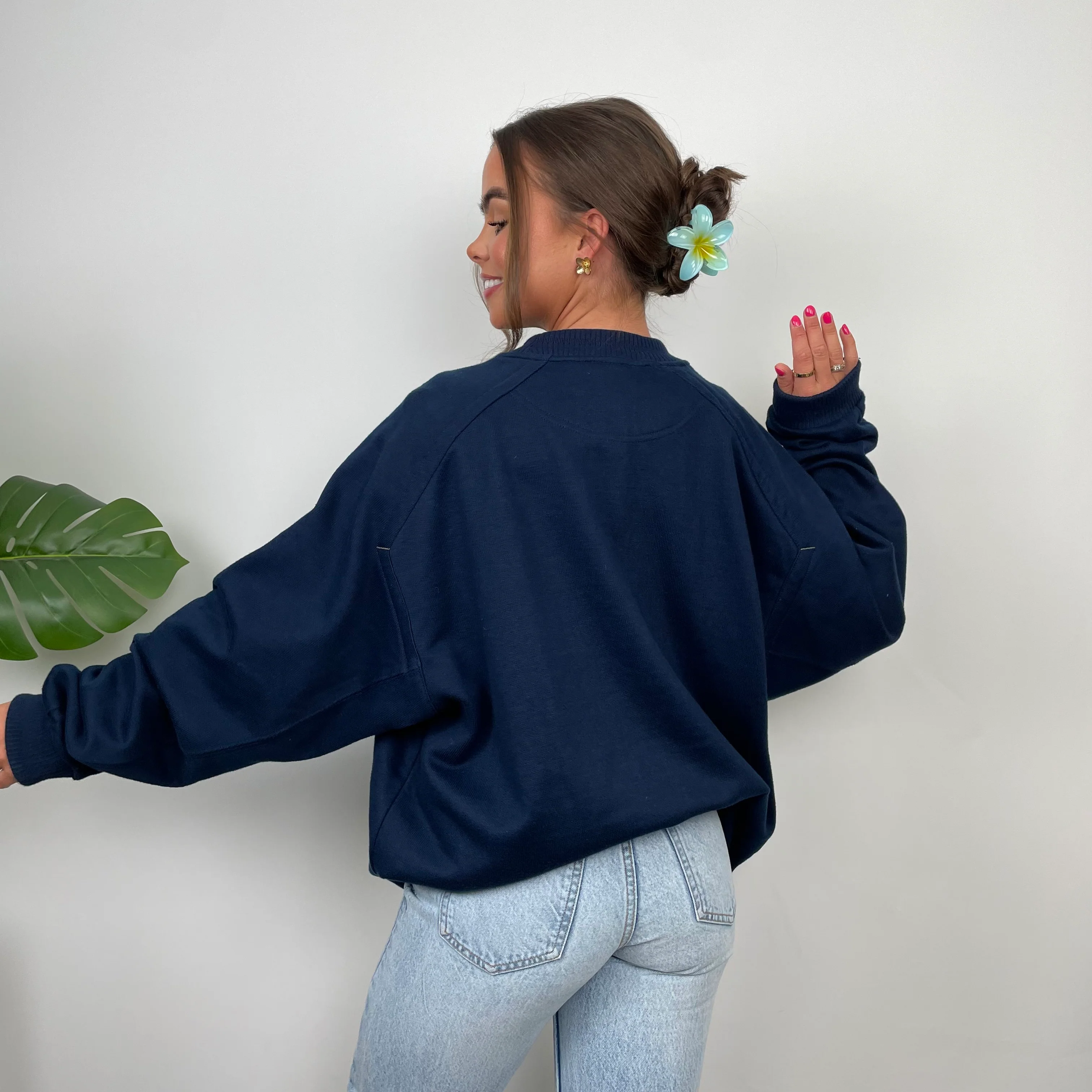 Nike Navy Embroidered Swoosh Sweatshirt (L) - Image 6