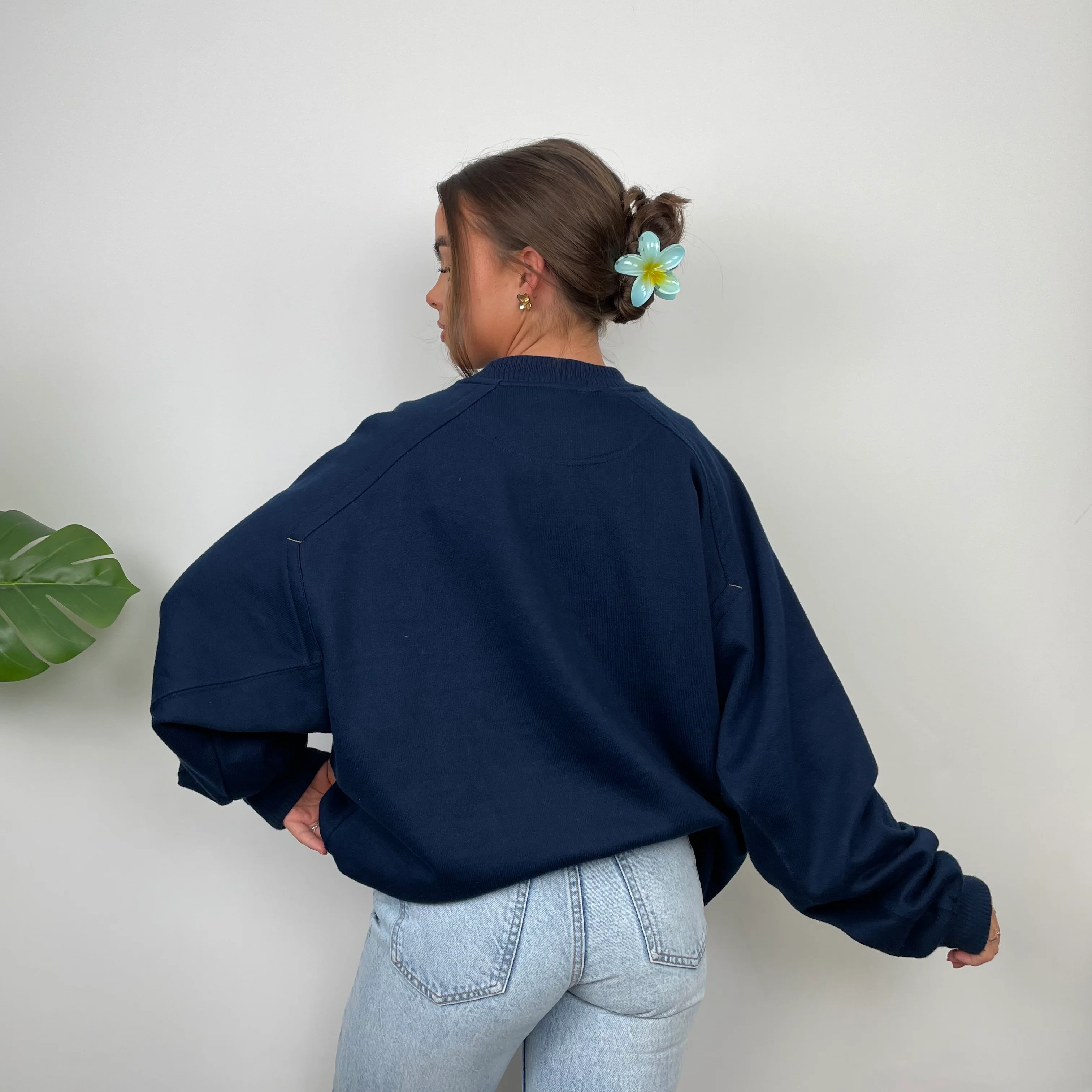 Nike Navy Embroidered Swoosh Sweatshirt (L) - Image 8
