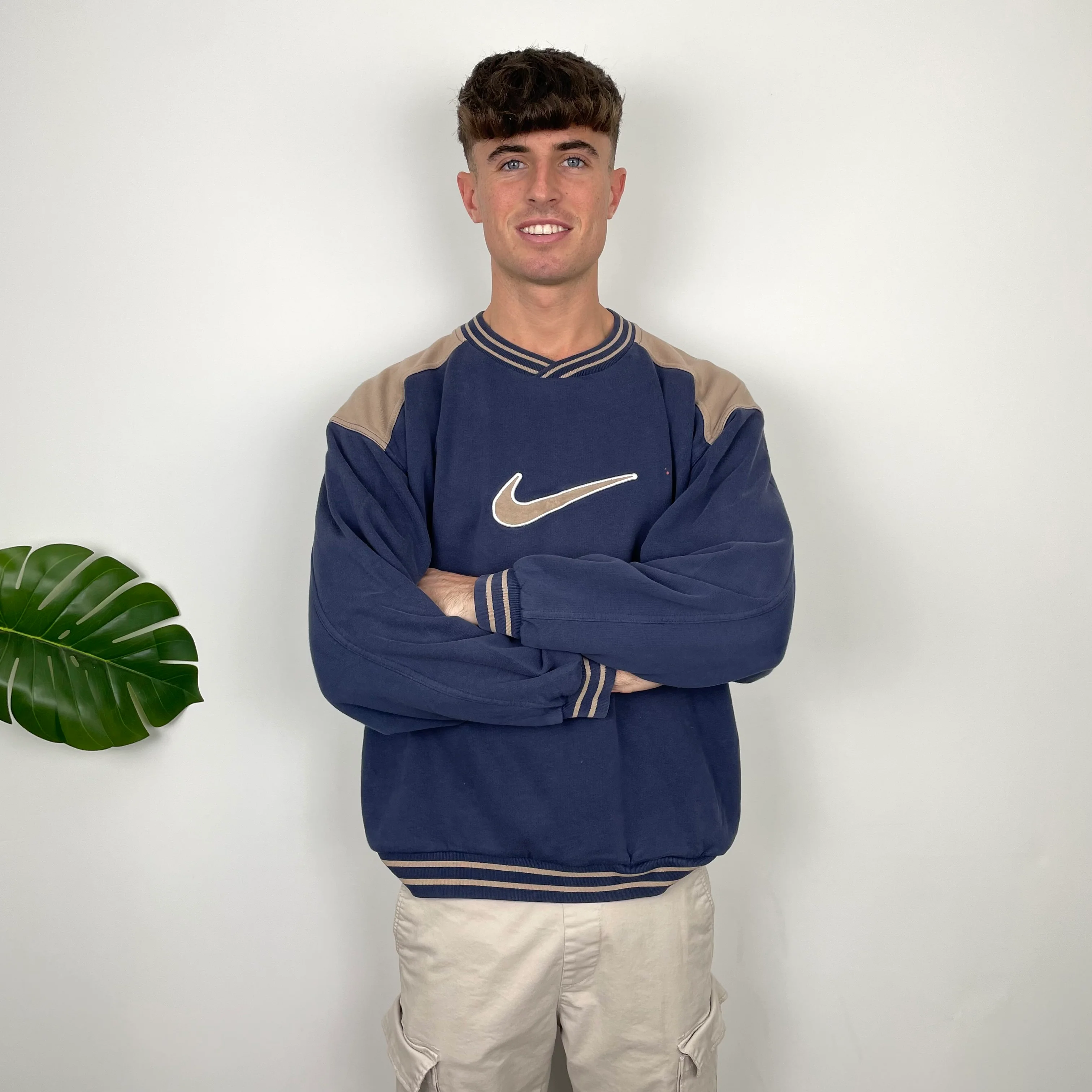 Nike Navy Embroidered Swoosh Sweatshirt (L) - Image 2