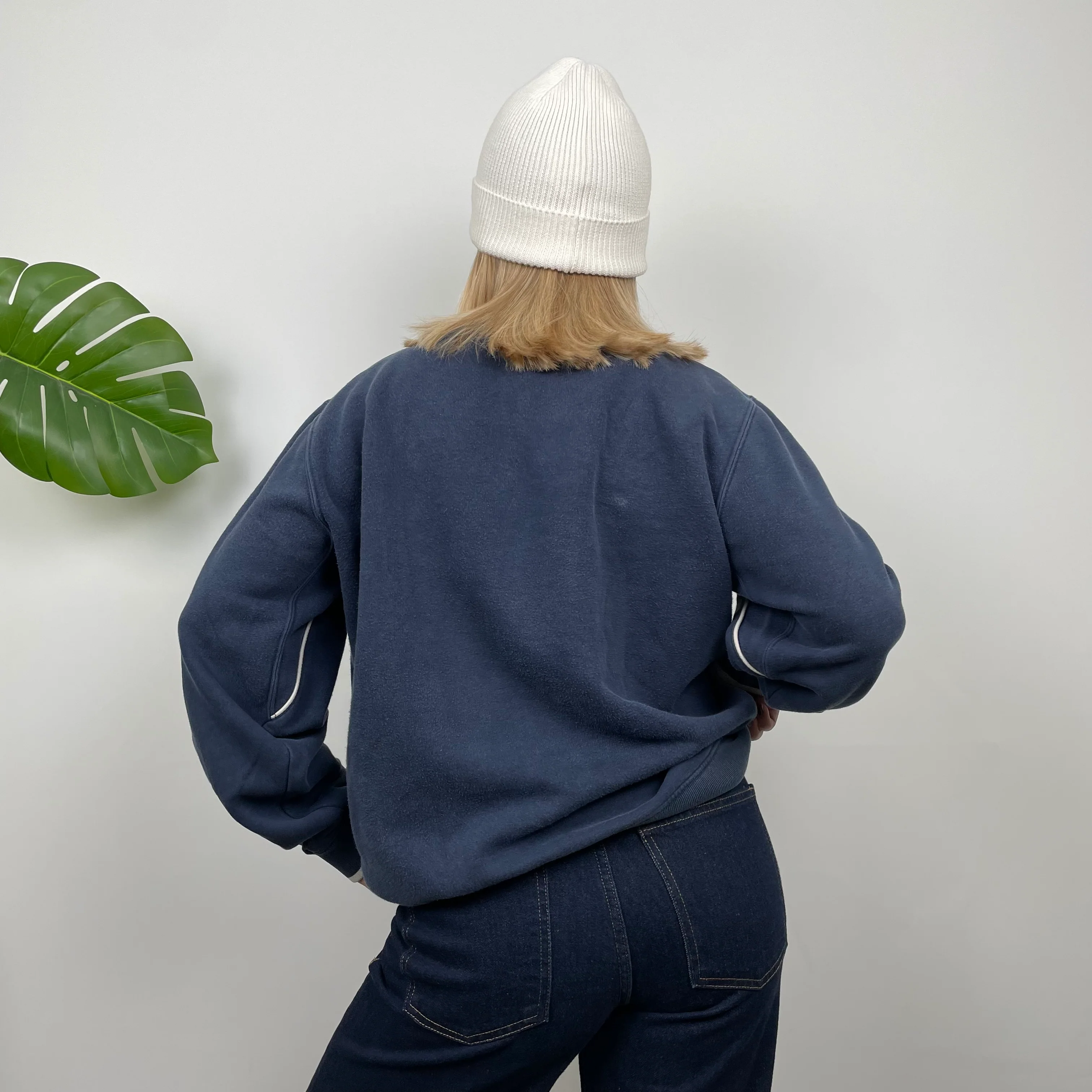 Nike Navy Embroidered Swoosh Sweatshirt (S) - Image 7