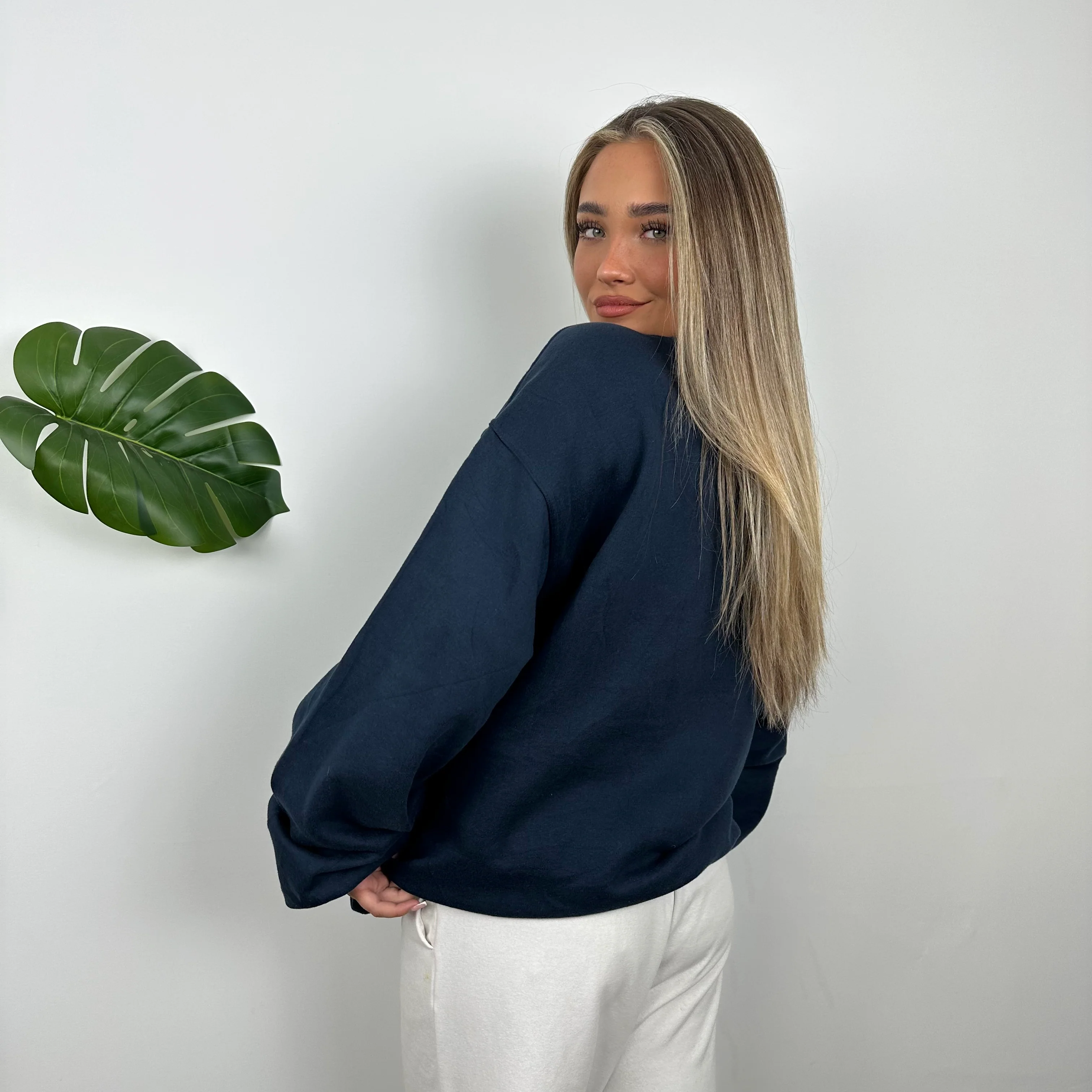 Nike Navy Embroidered Swoosh Sweatshirt (L) - Image 5