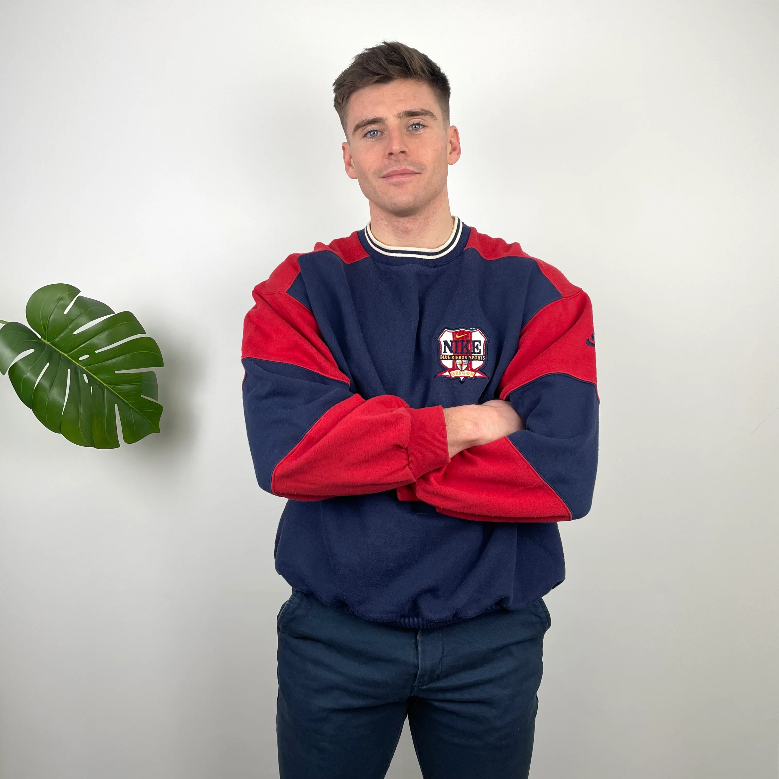 Nike Navy Embroidered Swoosh Sweatshirt (L) - Image 2