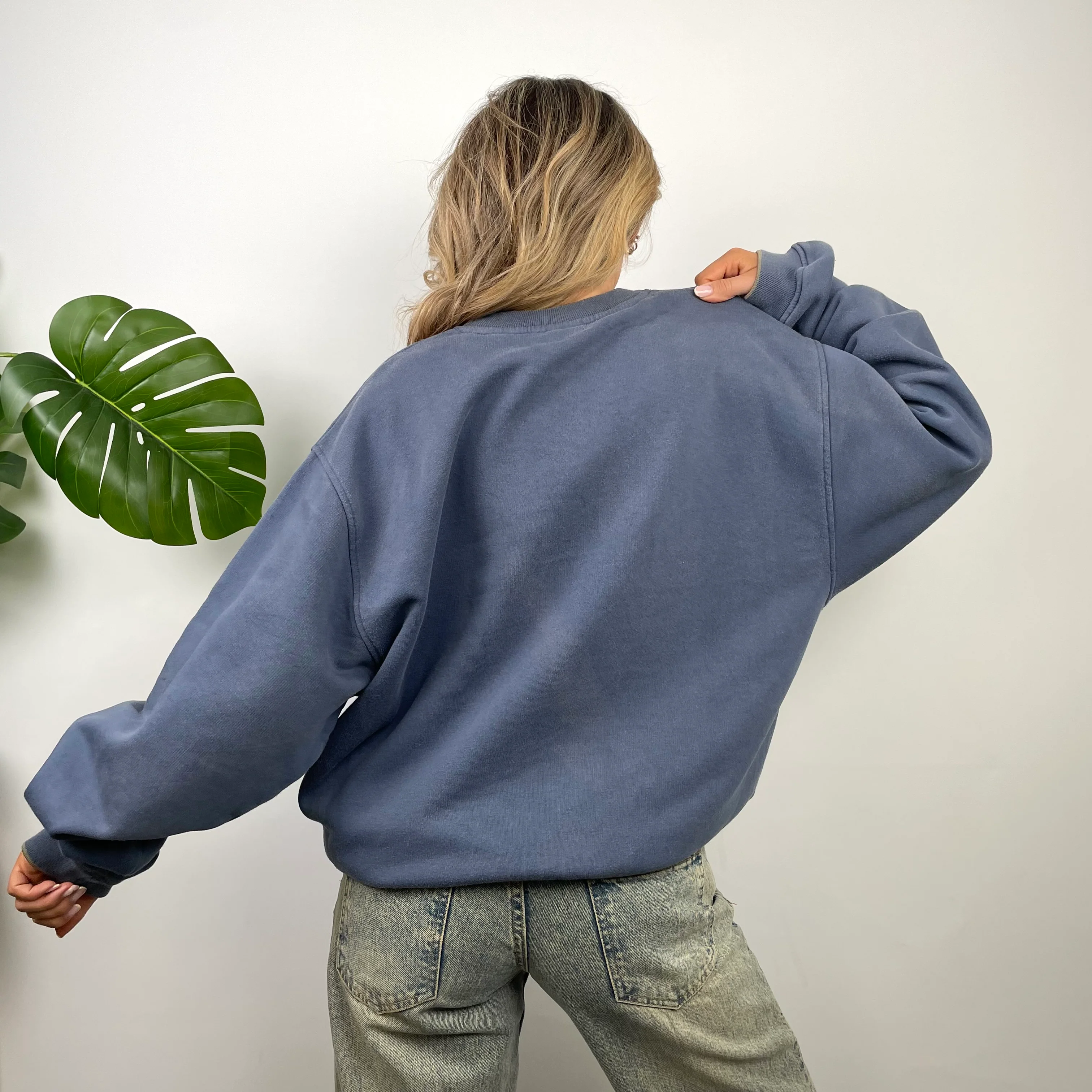 Nike Blue Embroidered Swoosh Sweatshirt (L) - Image 4