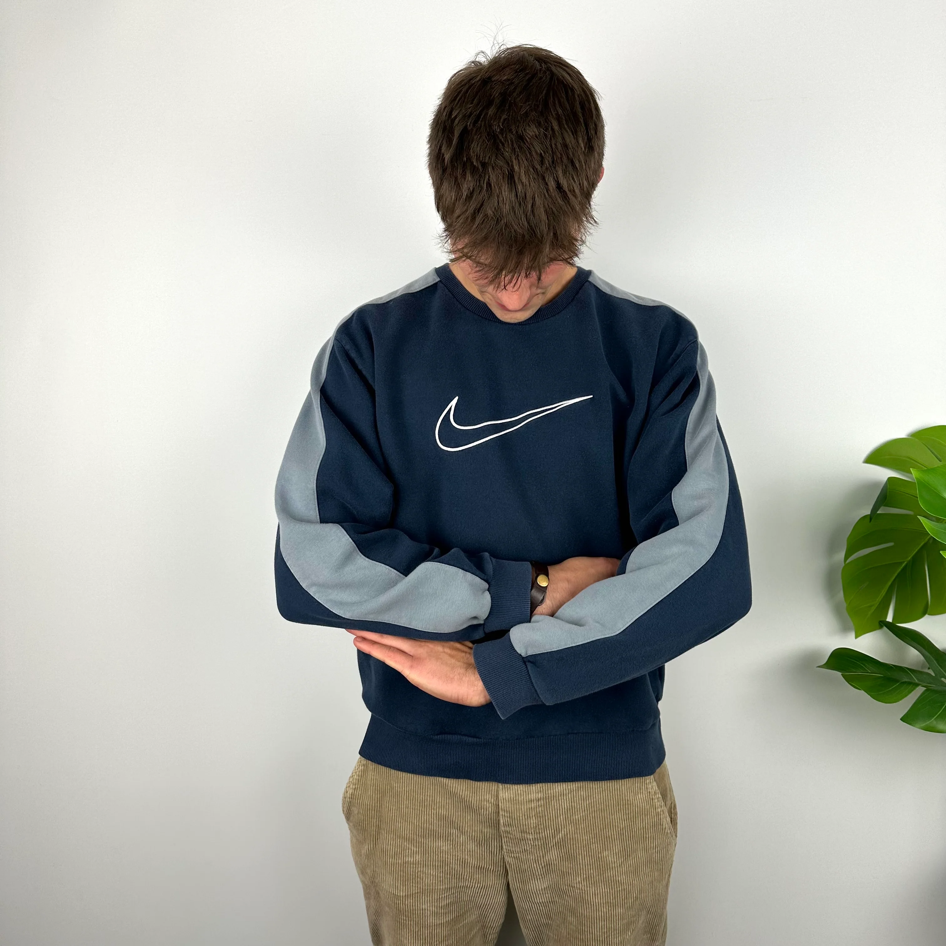 Nike Navy Embroidered Swoosh Sweatshirt (L) - Image 2