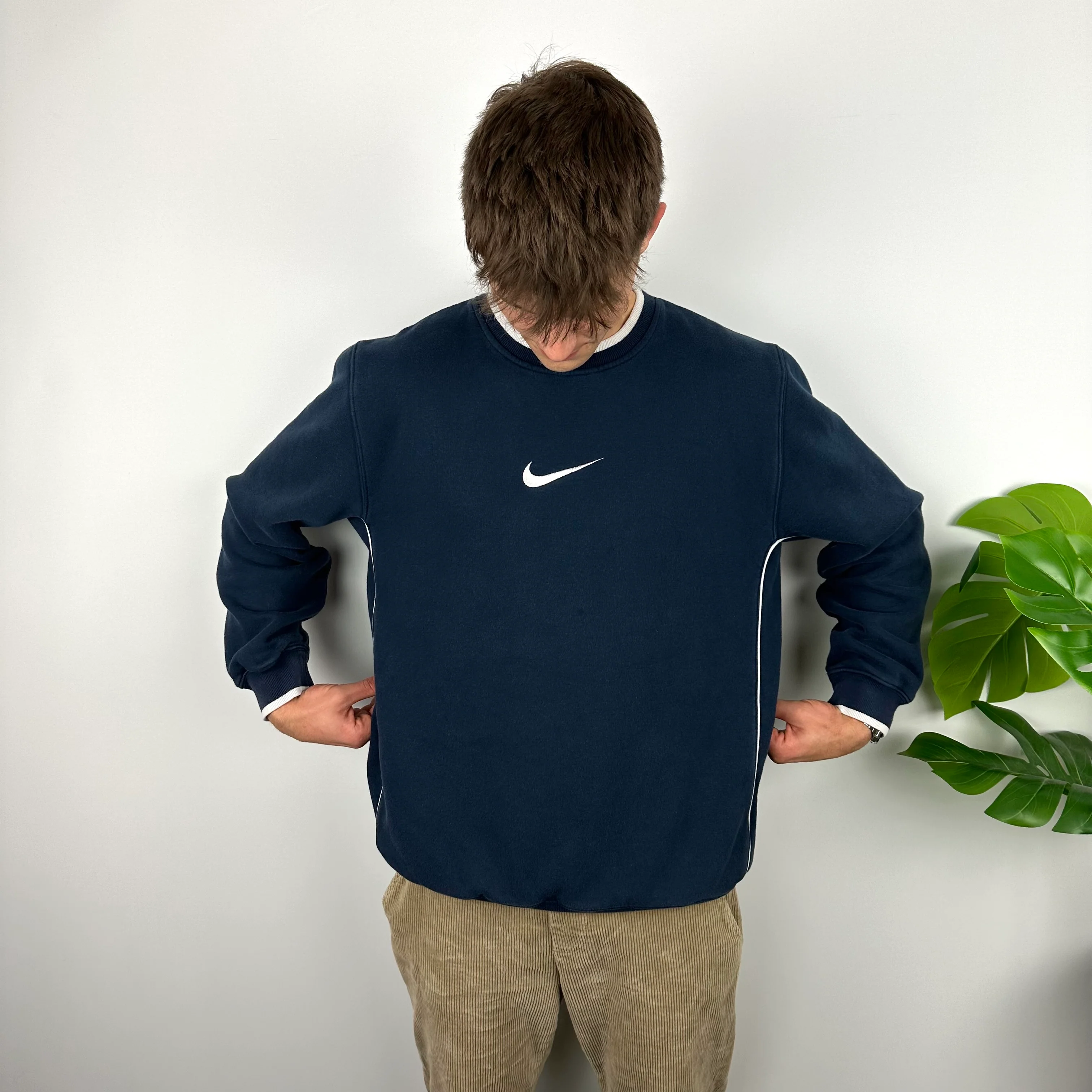 Nike Navy Embroidered Swoosh Sweatshirt (L) - Image 2