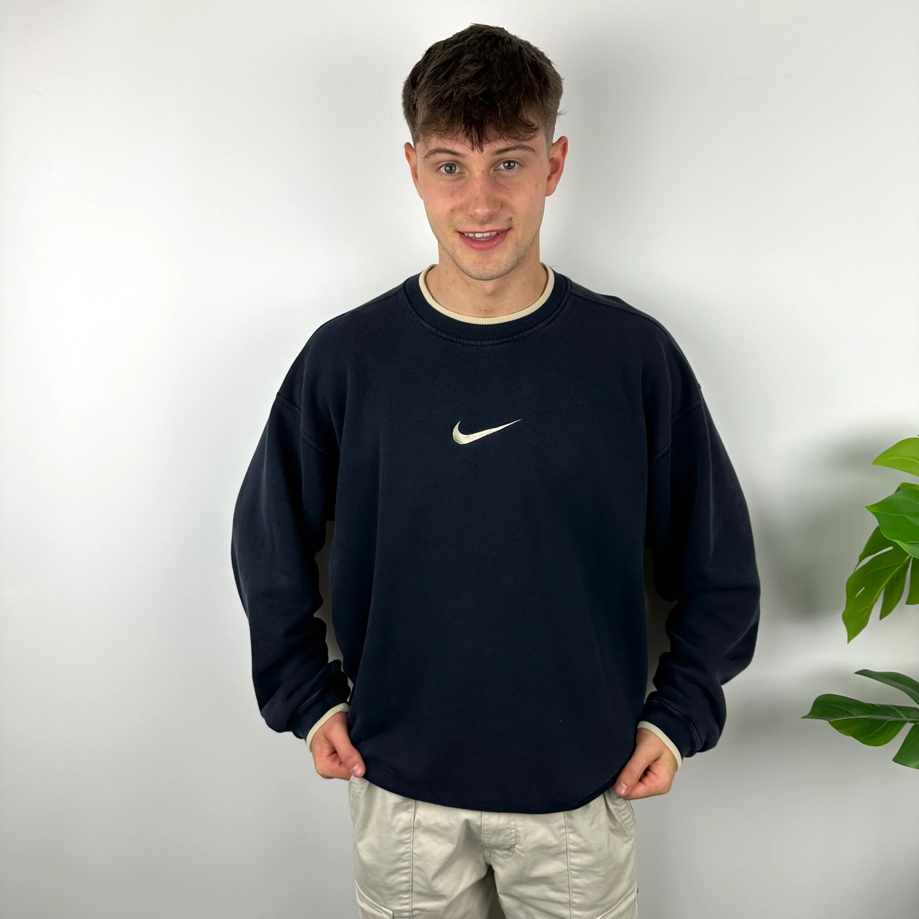 Nike Navy Embroidered Swoosh Sweatshirt (XXL) - Image 2