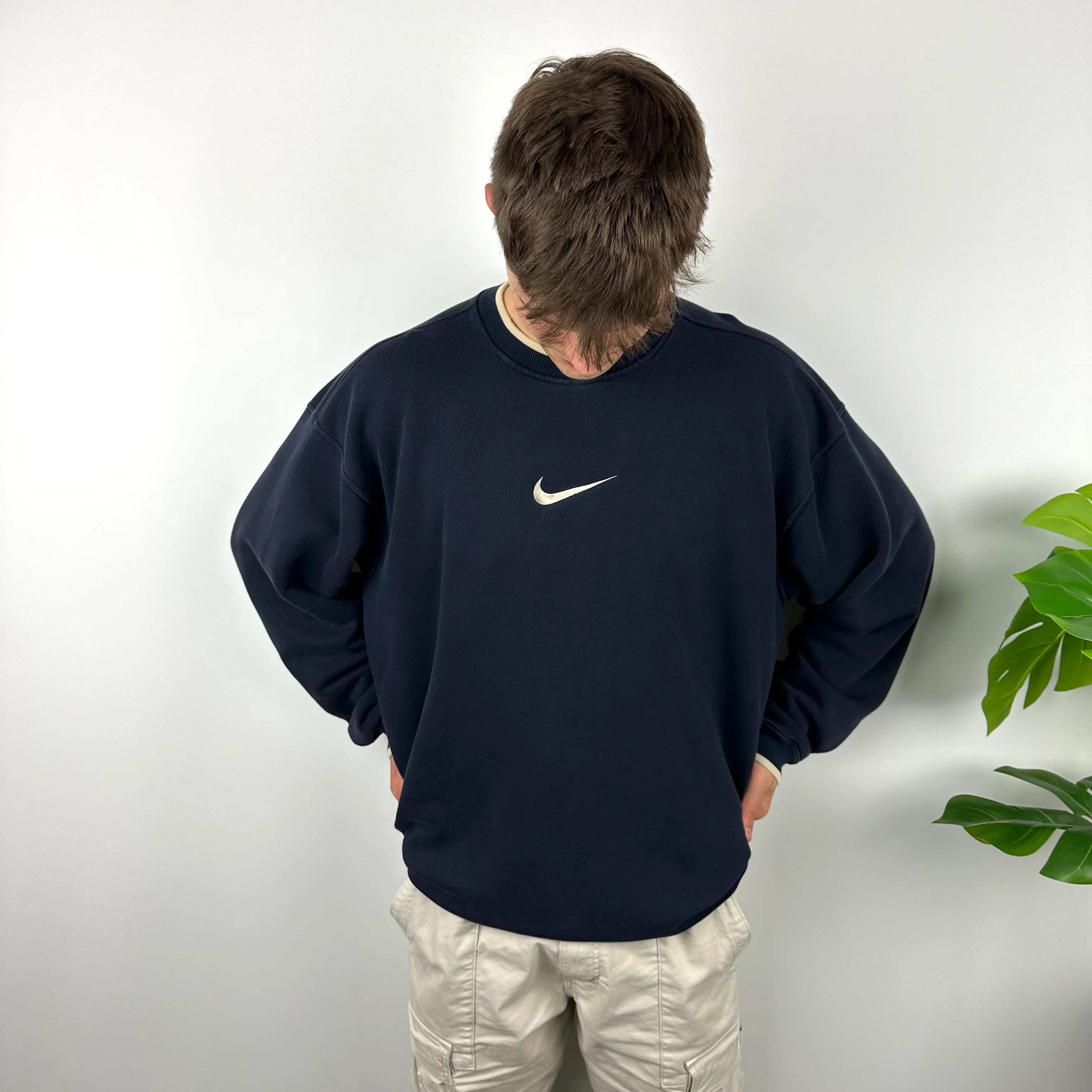 Nike Navy Embroidered Swoosh Sweatshirt (XXL) - Image 3