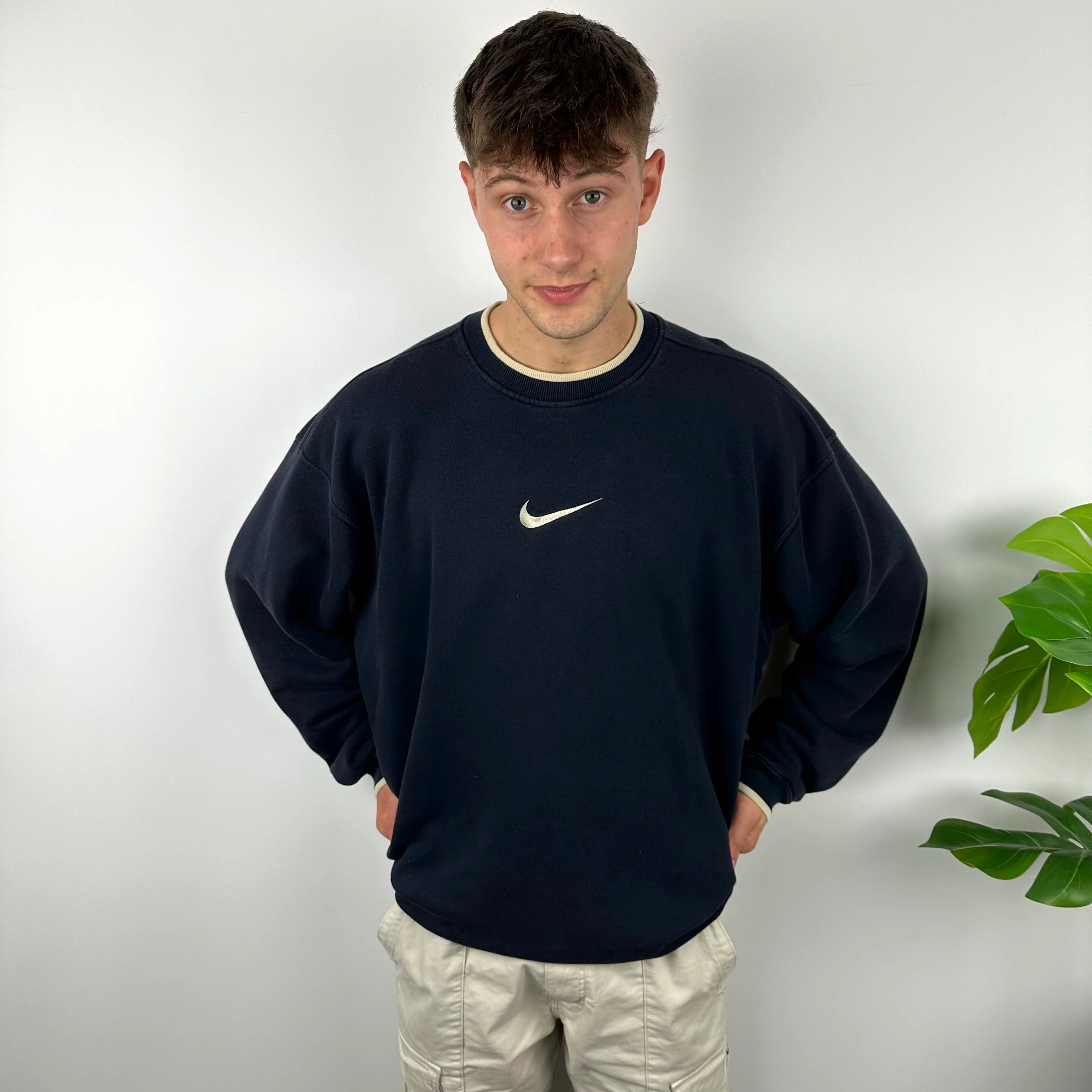Nike Navy Embroidered Swoosh Sweatshirt (XXL) - Image 5