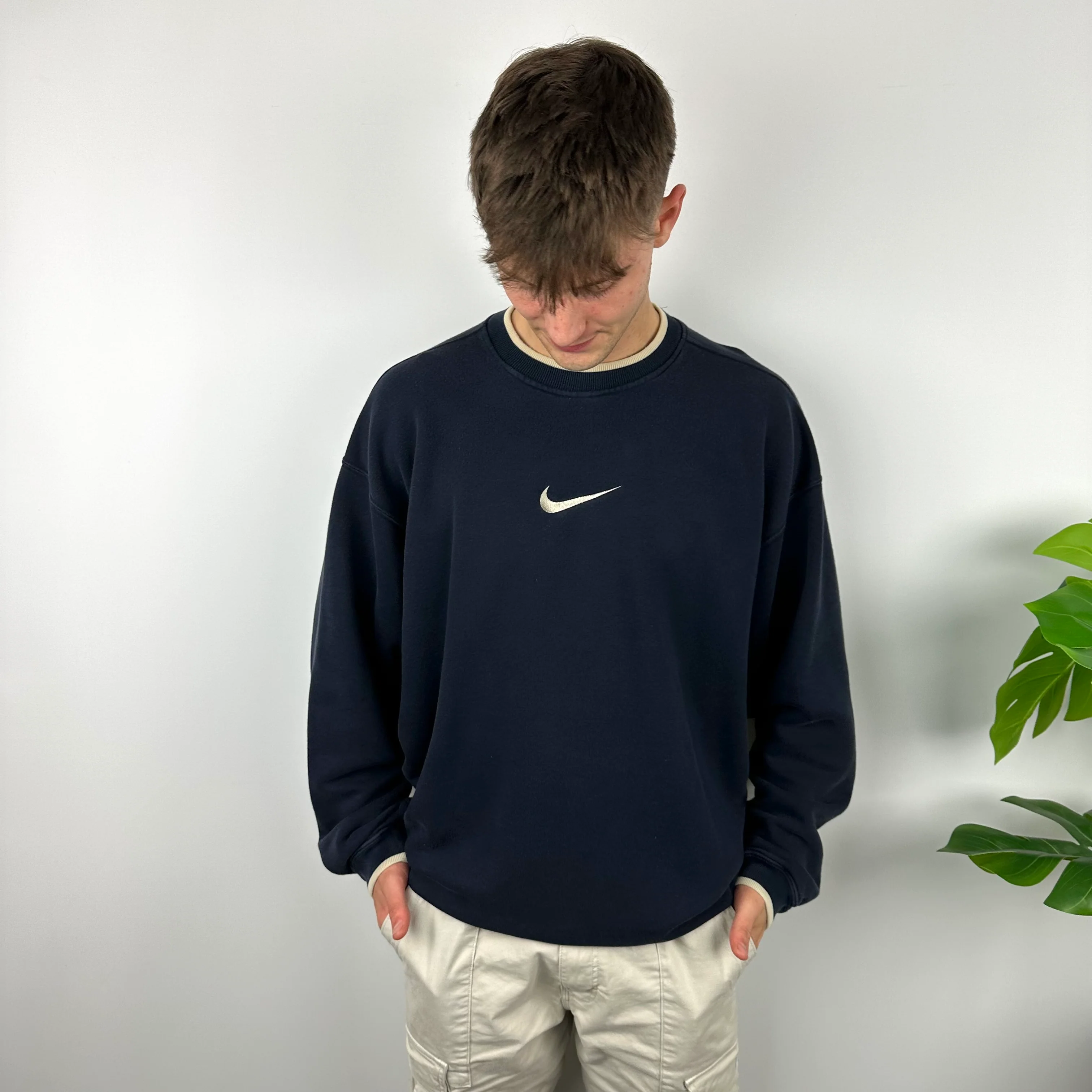Nike Navy Embroidered Swoosh Sweatshirt (XXL) - Image 6