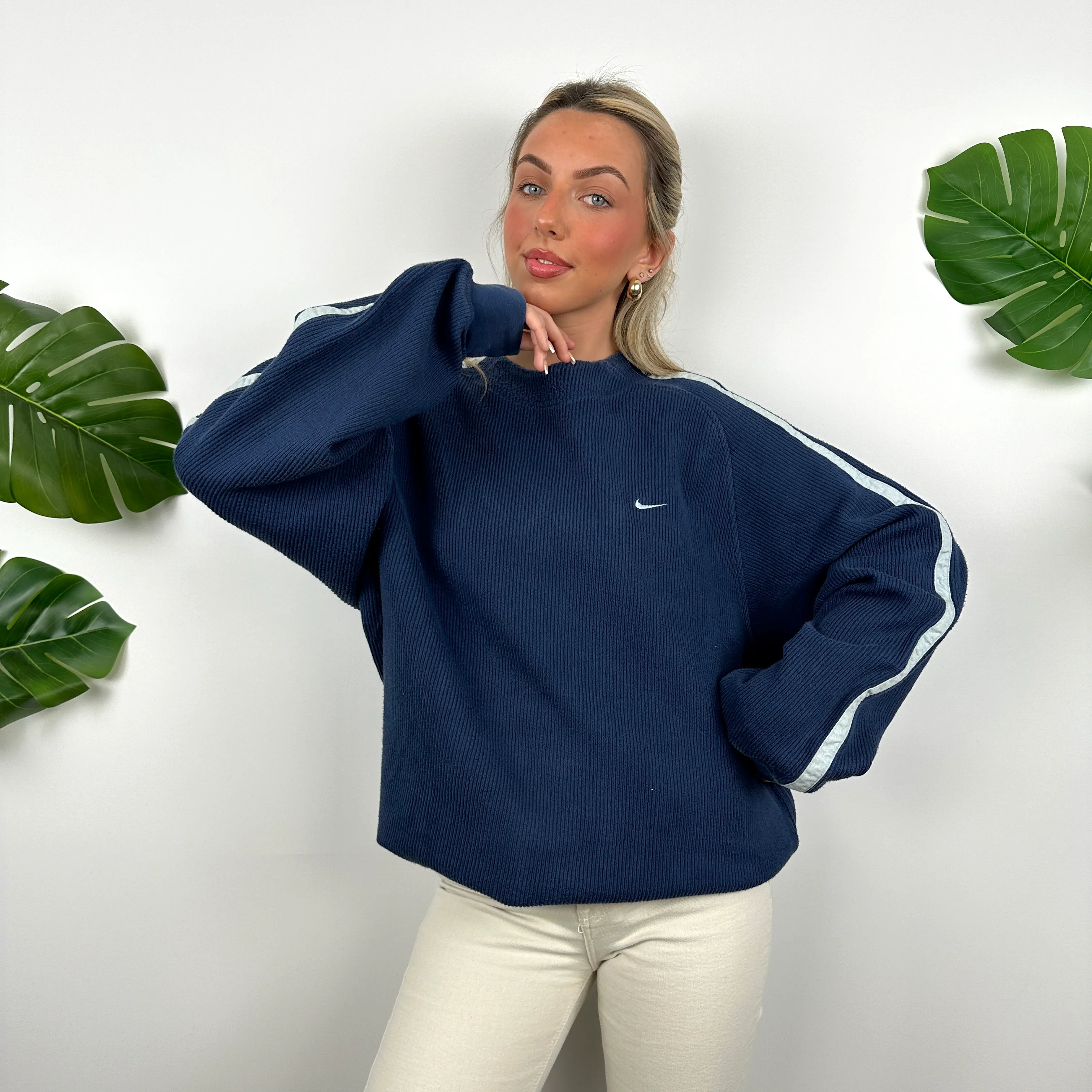 Nike Navy Embroidered Swoosh Sweatshirt (L) - Image 5