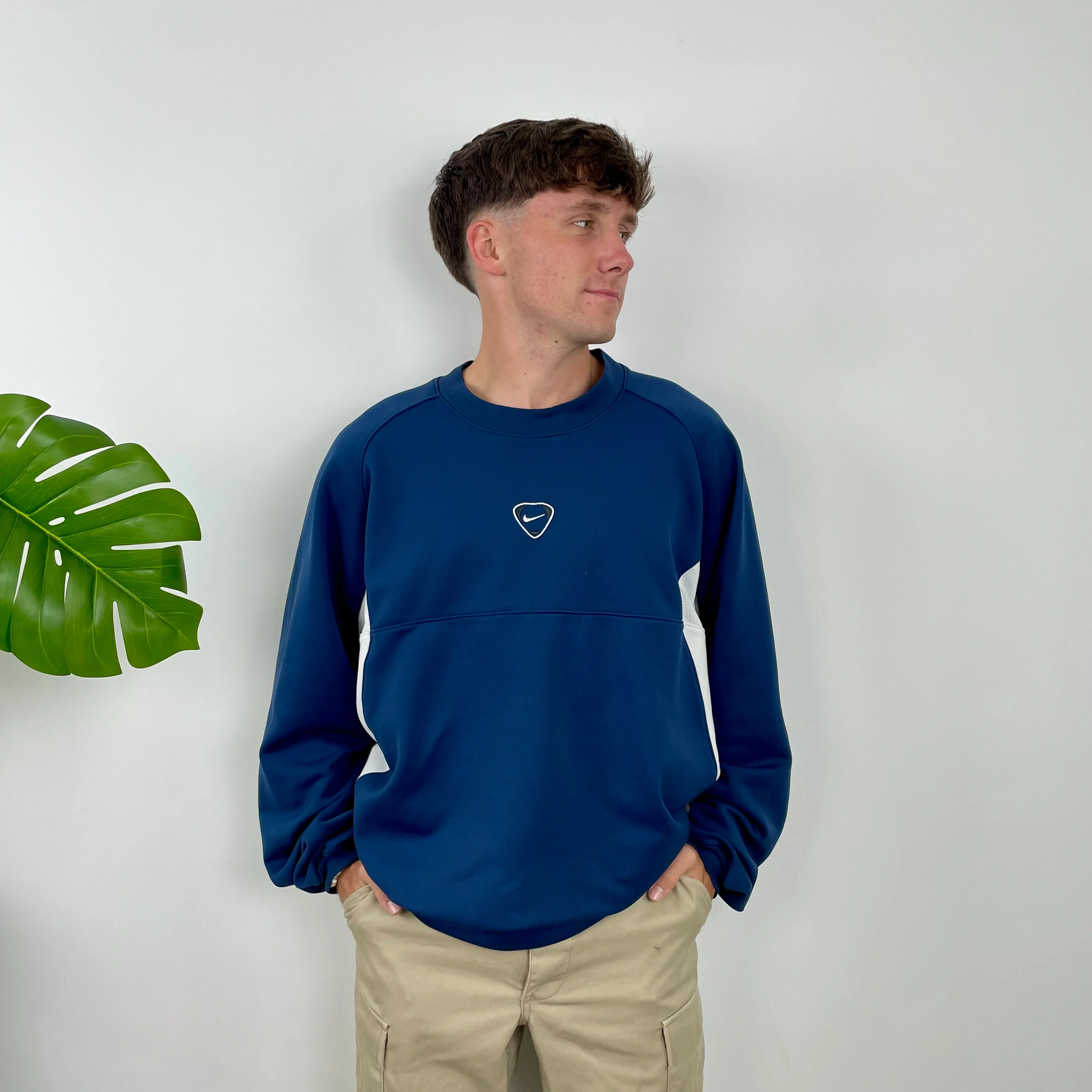 Nike Navy Embroidered Swoosh Sweatshirt (XL) - Image 2