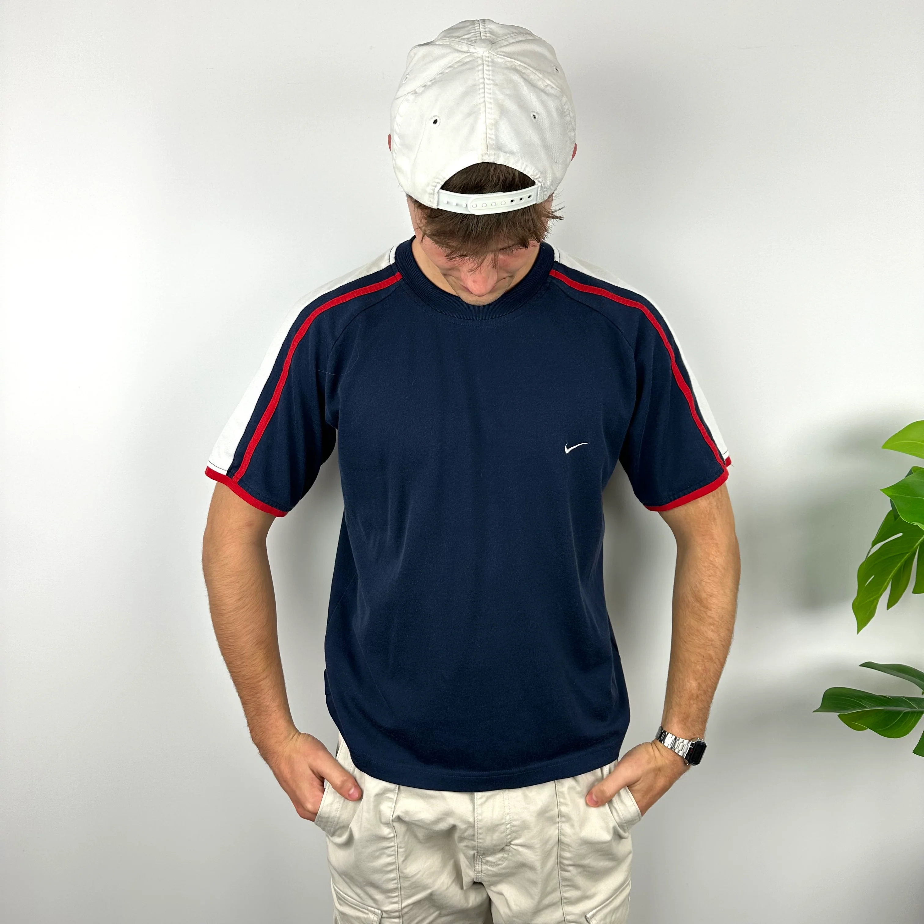 Nike Navy Embroidered Swoosh T Shirt (L) - Image 3
